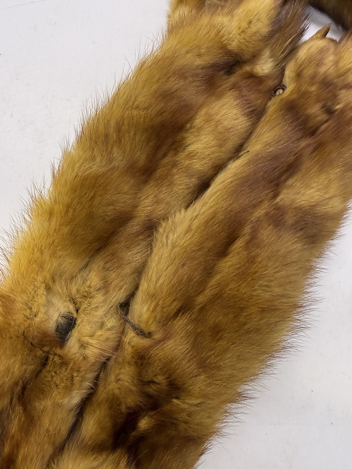 VTG Mink Fur Red Stole Wrap Neck Shoulder Clip 4 Full Body Pelts w Tails & Legs