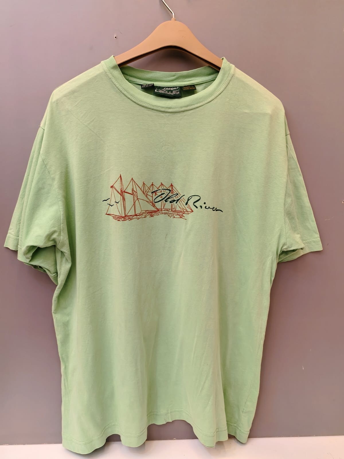 Old River Natural Wave Mint Green Graphic T-Shirt Men’s XL Made in Italy