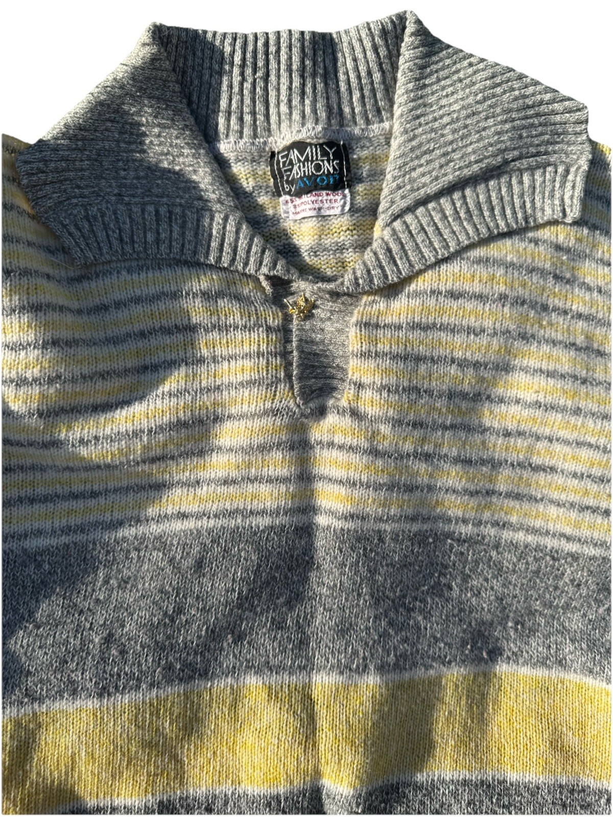 Vintage Yellow/Grey Sweater With Zipper