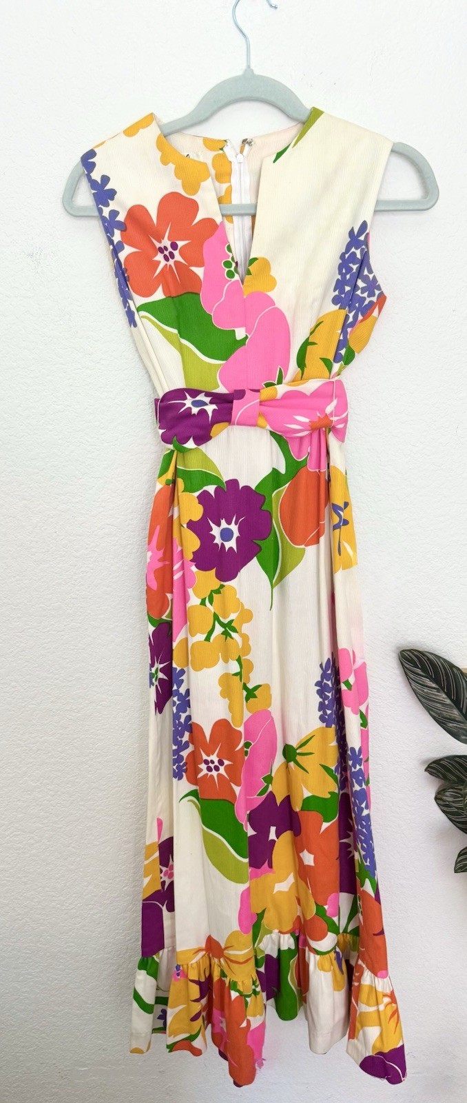 Malia Honolulu Vintage Dress Hawaiian 1970s Maxi Multi Colored Floral Hawaii
