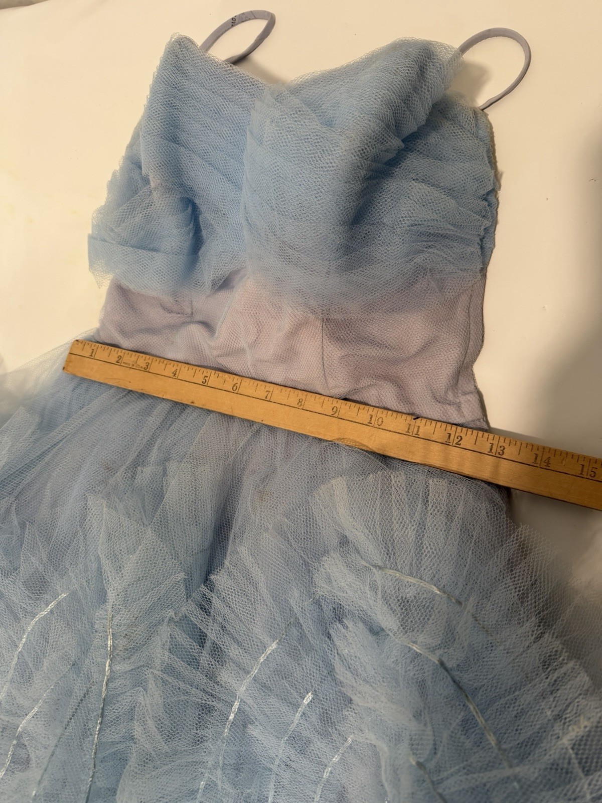 Vintage 50s Dress Gown Cupcake Formal Ruffle Tiered Tulle Prom Princess Blue