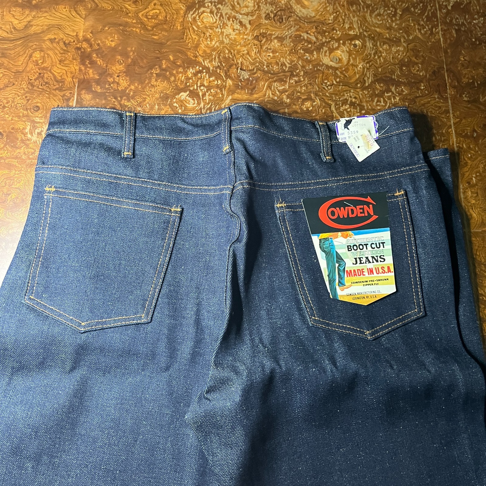 VTG Cowden Mens DARK Blue Bootcut Jeans Western Ranch 38×32 NWT MADE IN USA