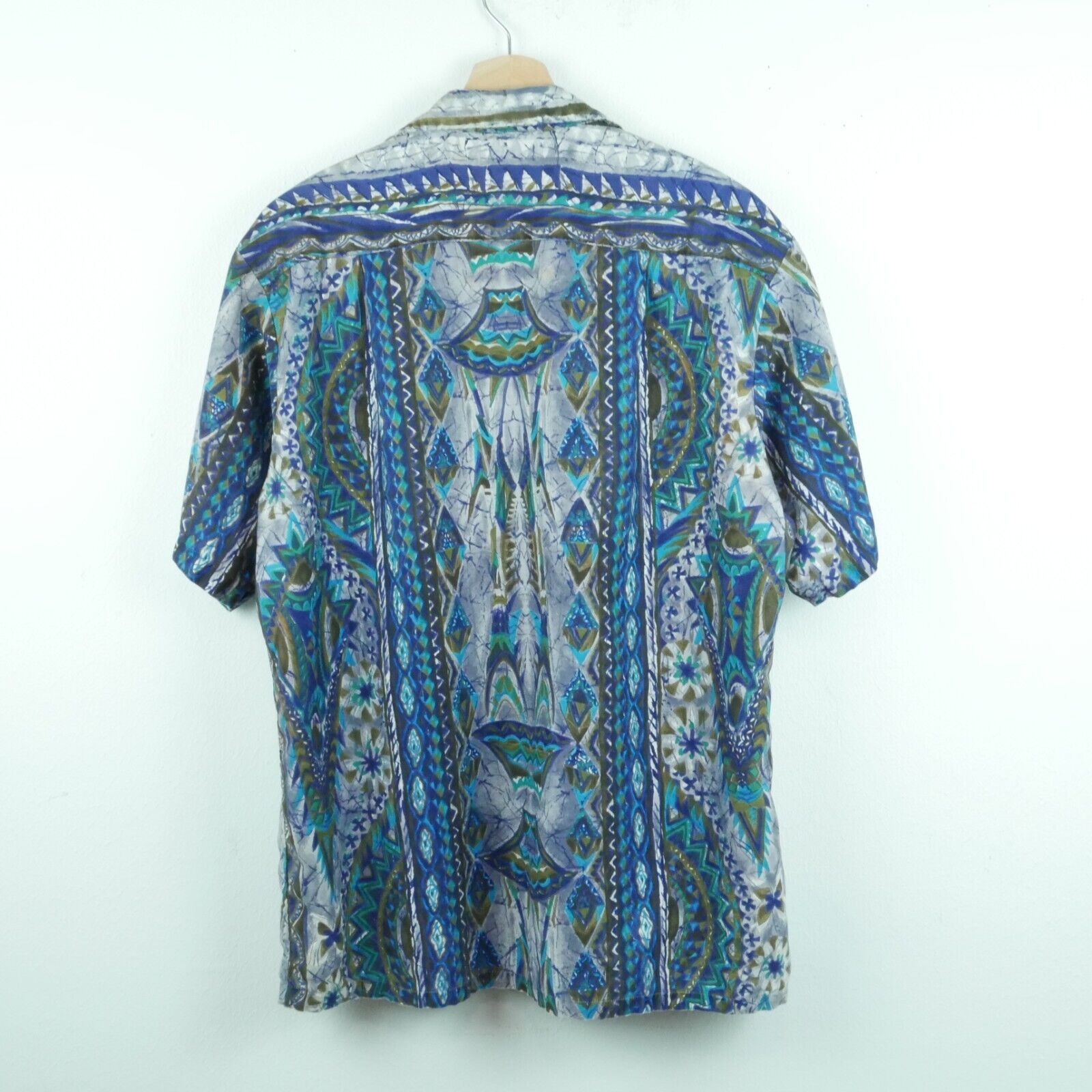 Tropicana Mens M L Hawaiian Shirt Vintage FLAWS Blue MCM Tiki Retro Summer Beach
