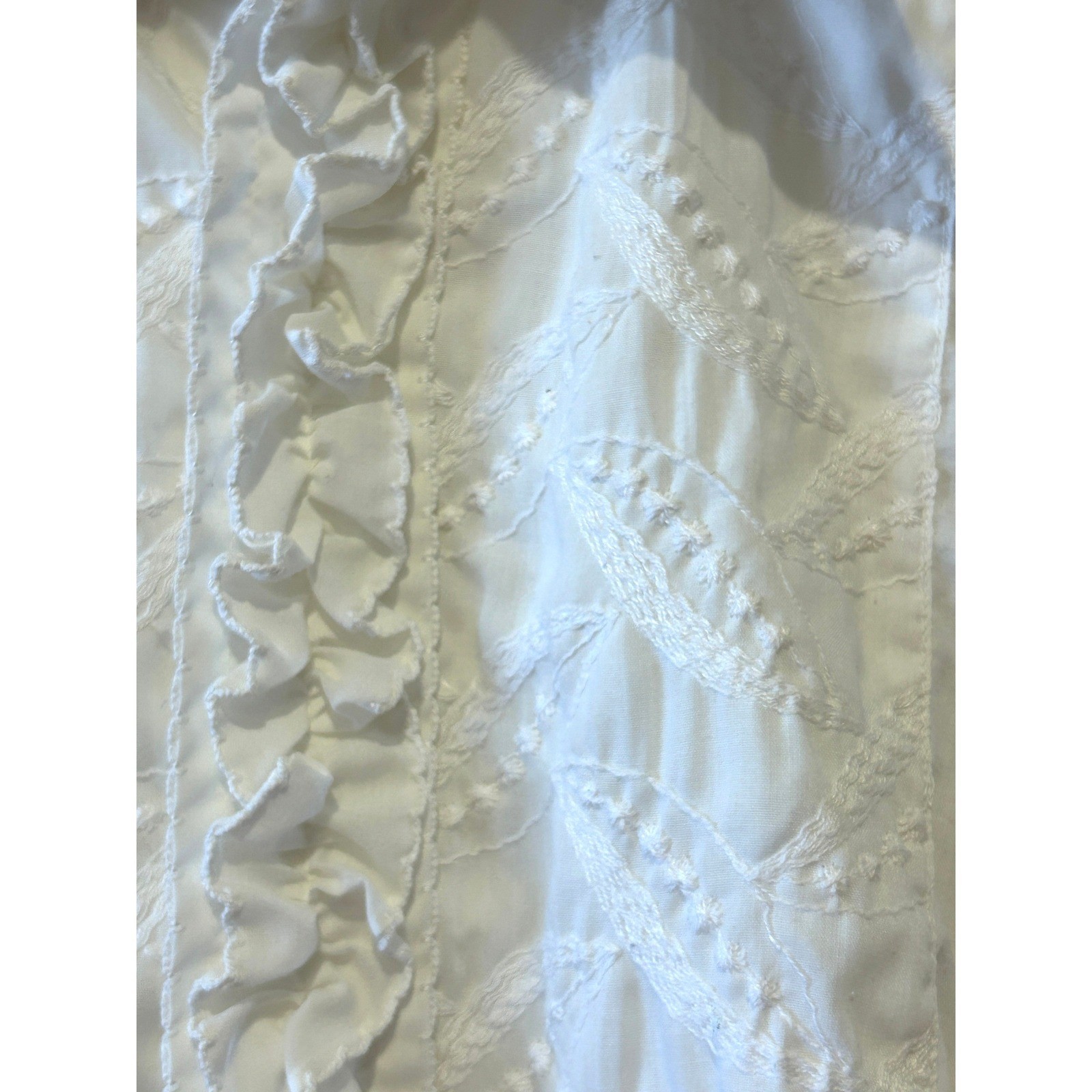 Vintage 70s Lew Magram Mens Tuxedo Shirt 15.5 White Ruffle Front Embroidered