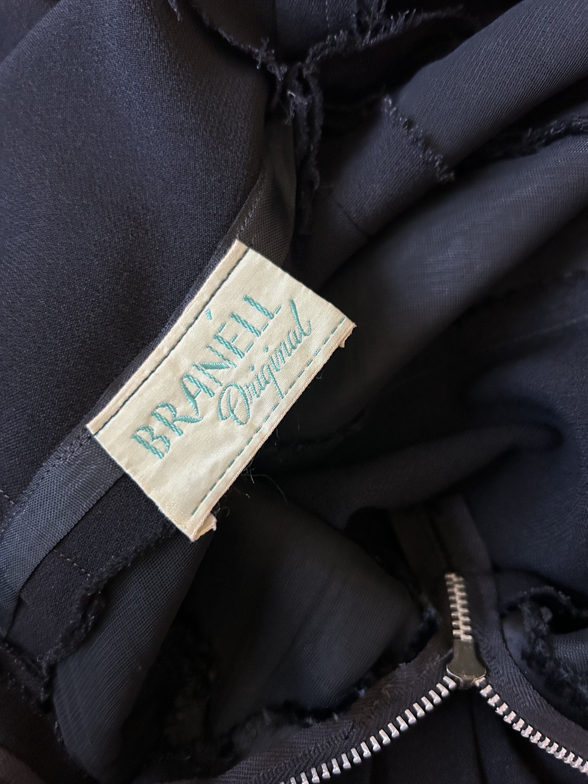 Vintage 1940s Black Satin & Rayon Cocktail Dress w/ Statment Collar Asymmetric M