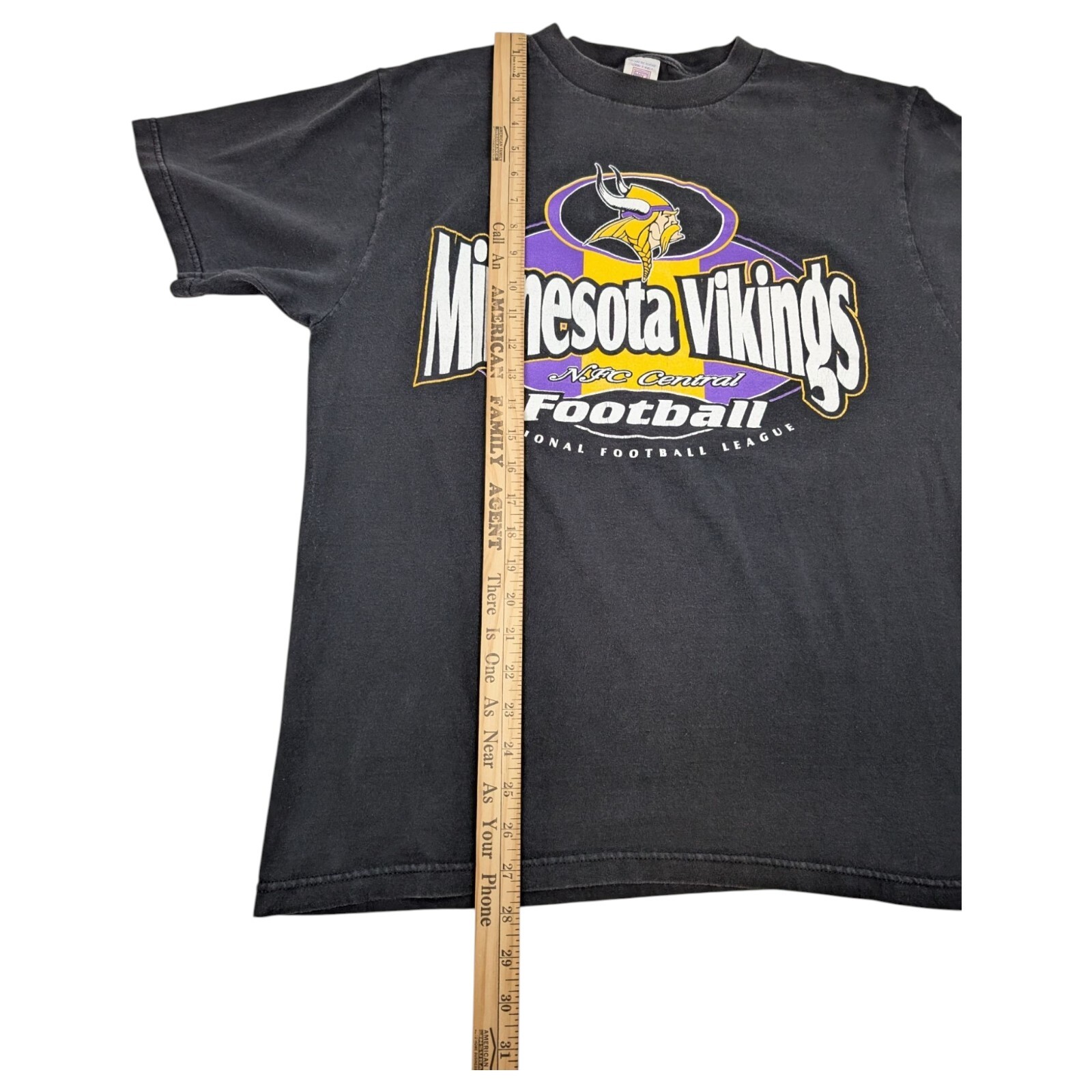 NFL Minnesota Vikings NFC Central Vintage 90s Black T-Shirt Size L Logo 7