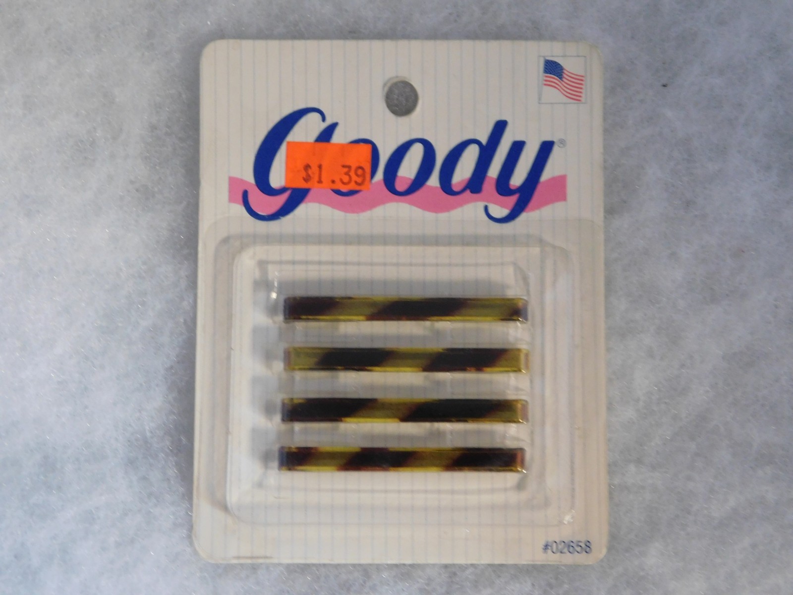 RETRO GOODY BARRETTES ORIGINAL PACKAGE #02658 TORTOISE SHELL 2″