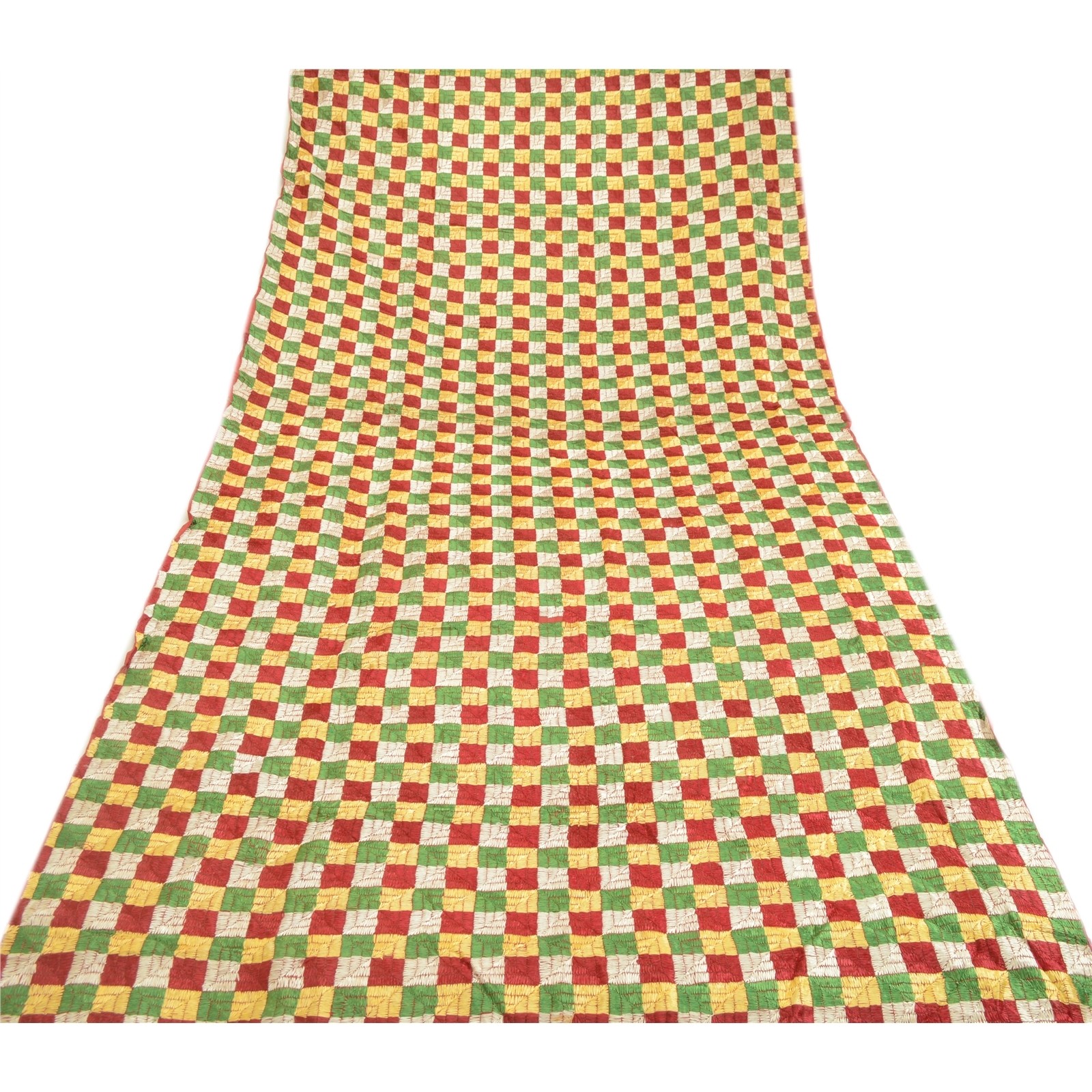 Sanskriti Vintage Hand Embroidered Blend Cotton Dupatta Bagh Phulkari Wrap Stole