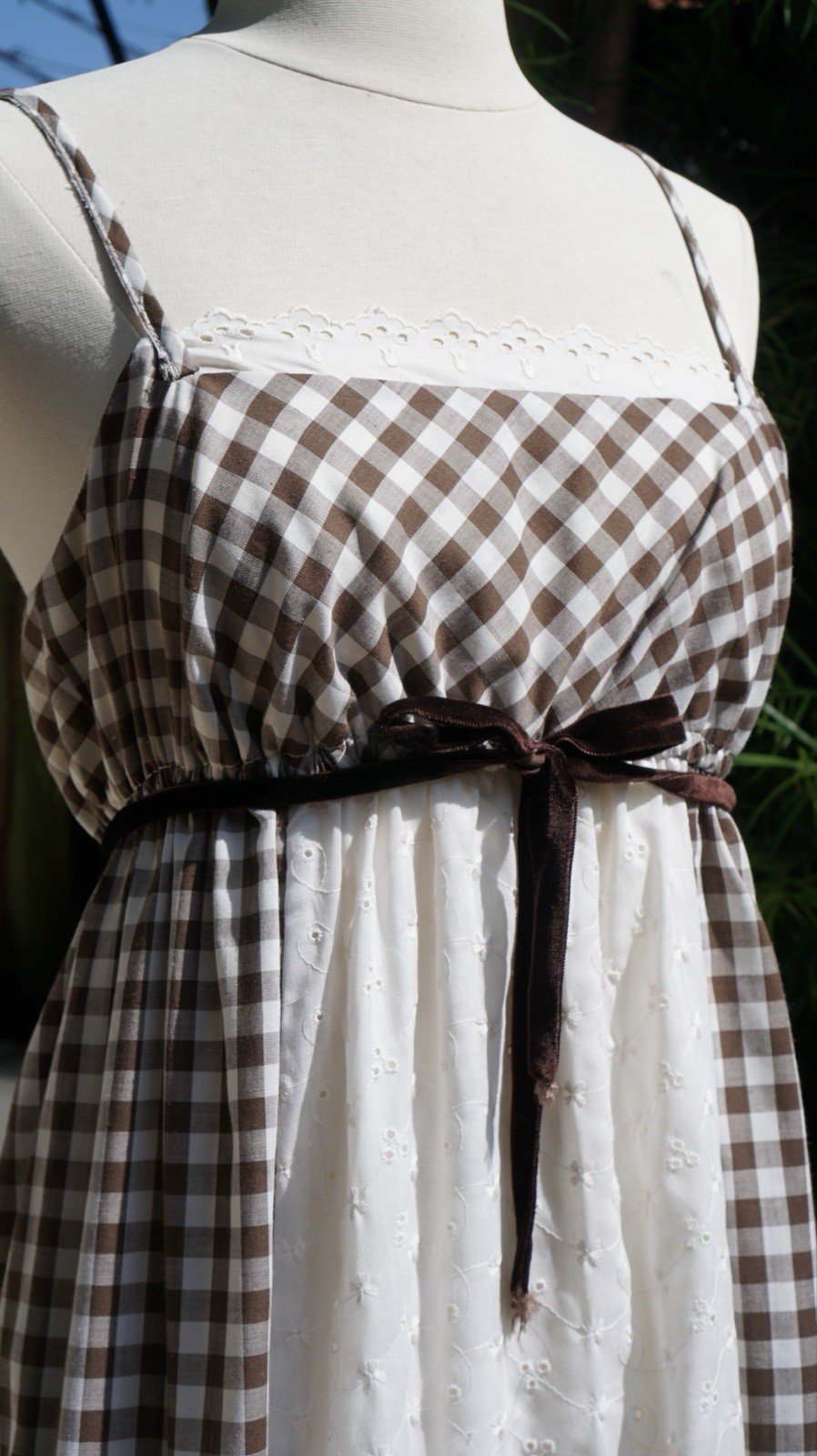 vintage 1970s boho Gingham dress Cottage Core Cotton Maxi Dress S