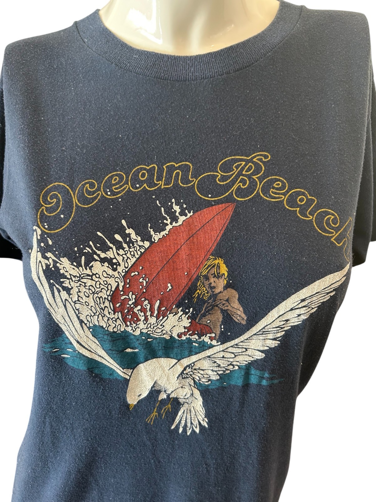 Vintage Surf Tshirt Bill Ogden? Art Surfer 70’s 80’s Surfing Single Stitch Blue