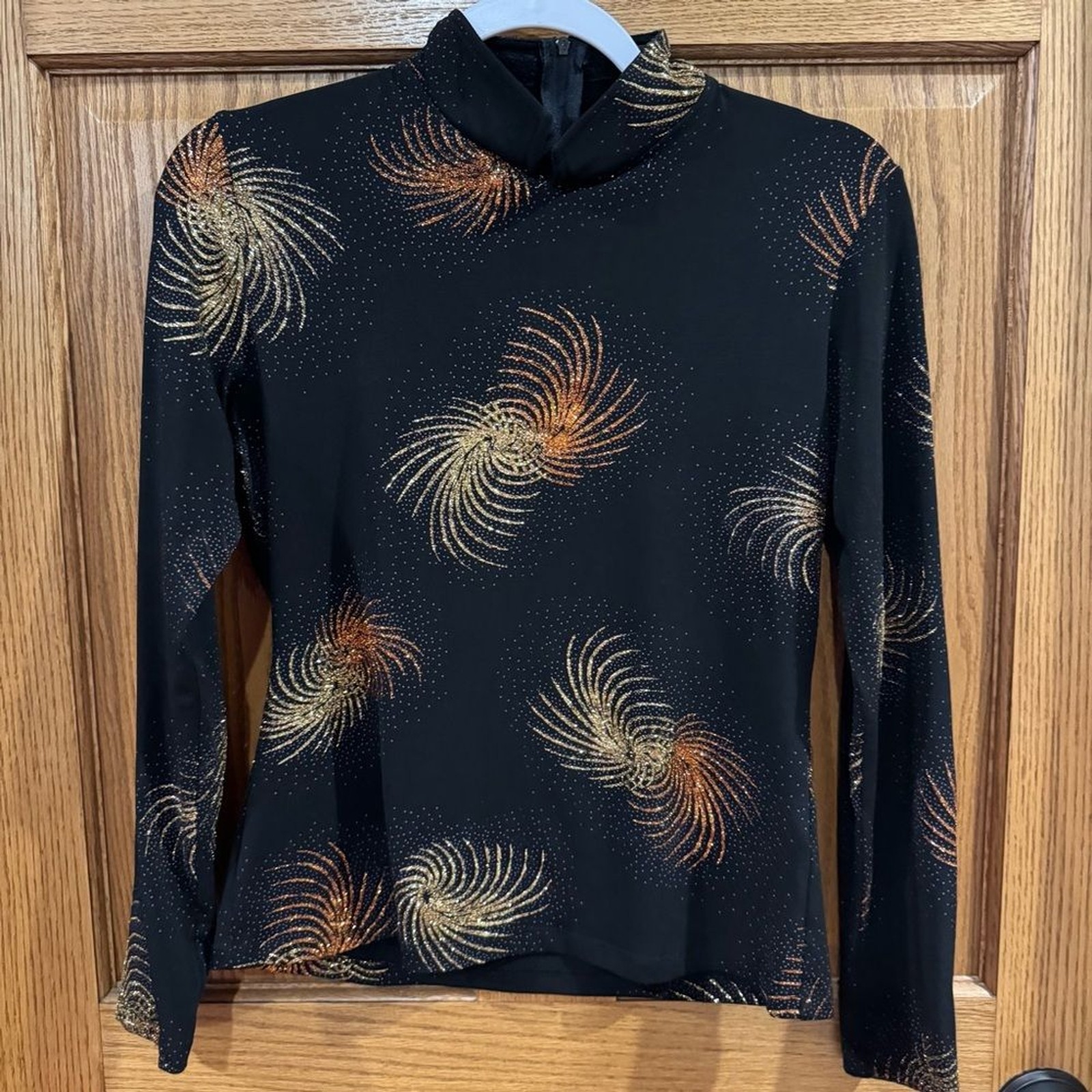 Vintage Hobby Horse Limited Edition Glitter Swirl Top – Split Mock Neck – Size M