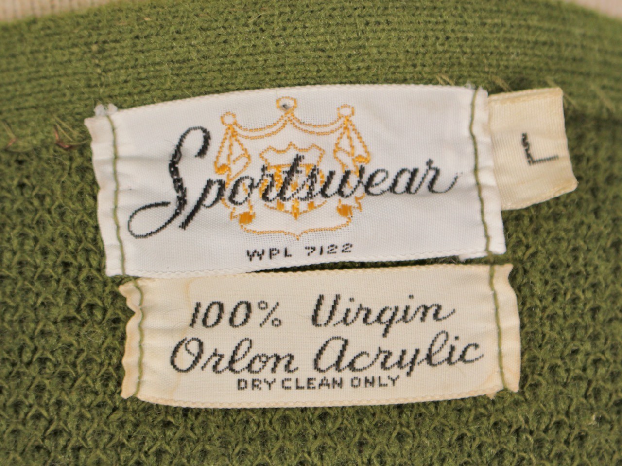 VTG Men’s 50s 60s Green & Brown Acrylic & Suede Cardigan Sz L 1950s1960s Sweater