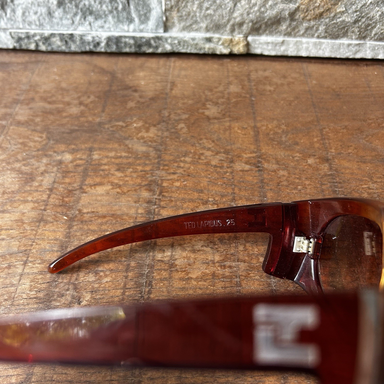 VINTAGE TED LAPIDUS 25 OVERSIZED TRANSLUCENT Brown 1970’S 80s FRANCE SUNGLASSES