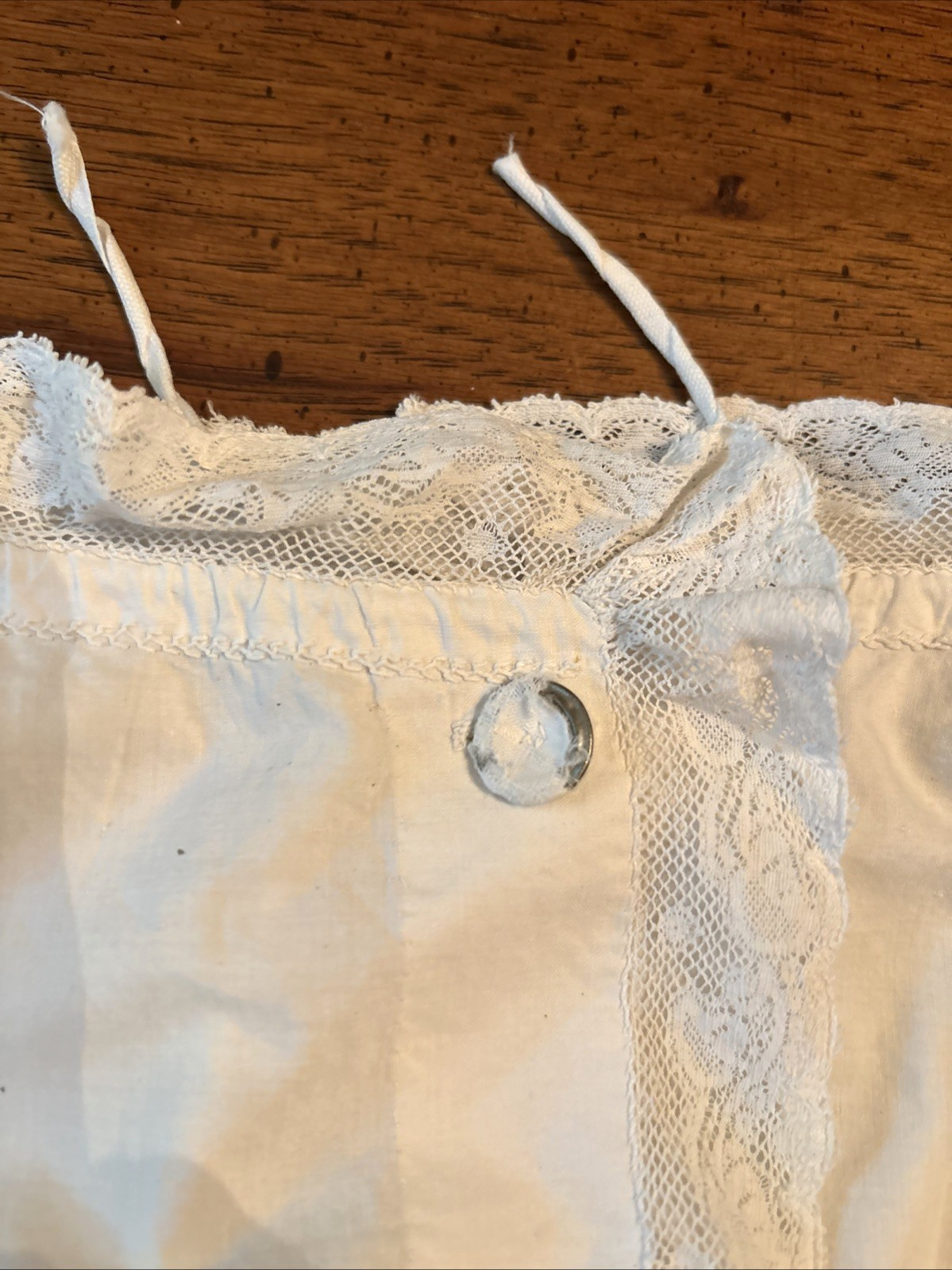 Antique Victorian Edwardian Blouse XS Cotton Lace Off the Shoulders Chemise TLC
