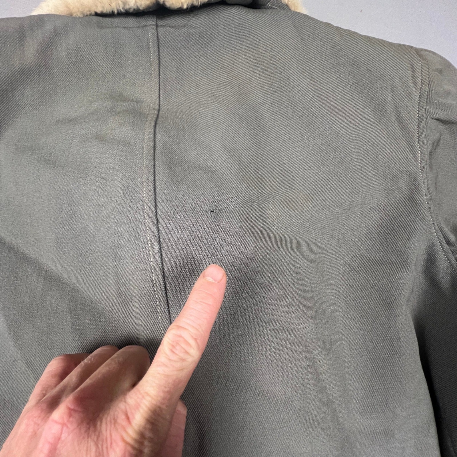 Maurice L Rothschild Alpaca Pile Overcoat Mens XL Grey Vintage Belted Parka 50s
