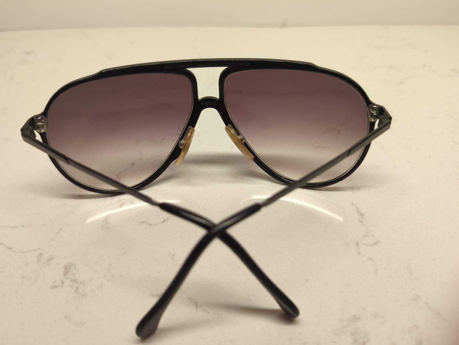 Vintage ALPINA M1 60-12 Sunglasses Black Miami Vice Made In Germany, Exc Cond