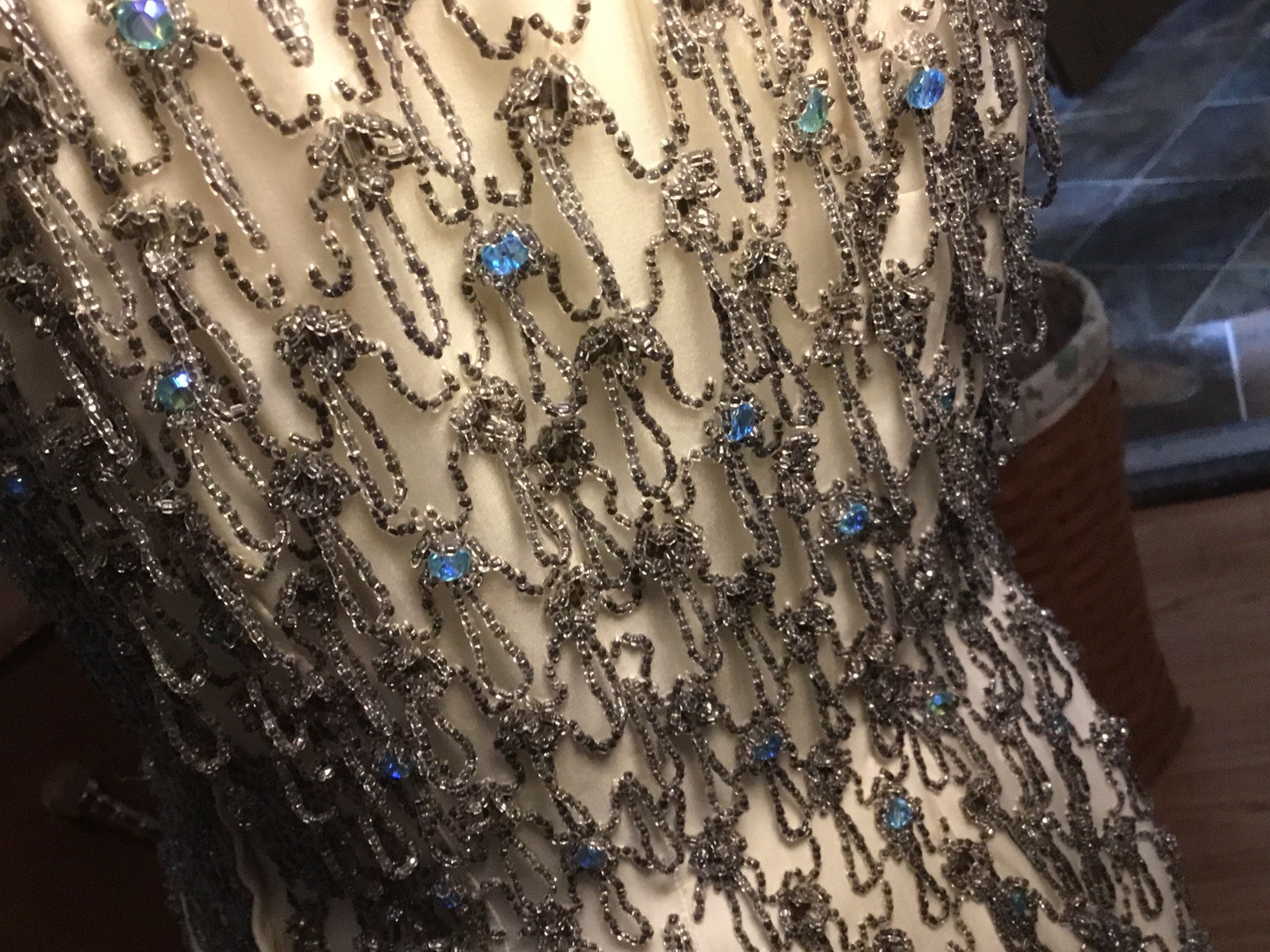 1960’s Vintage British Crown Colony Beaded Rhinestone Hong Kong Dress Small READ