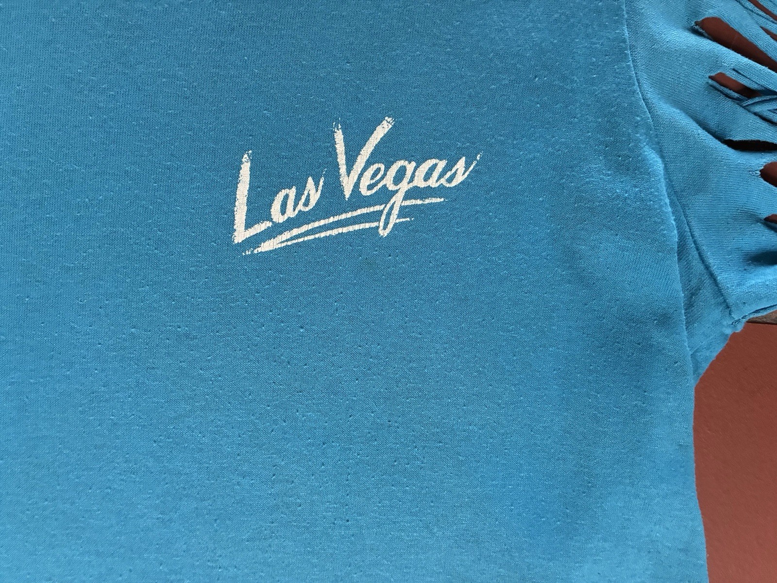 Vintage 80s 90s Las Vegas Teal Fringe Women’s T shirt Single Stitch size M