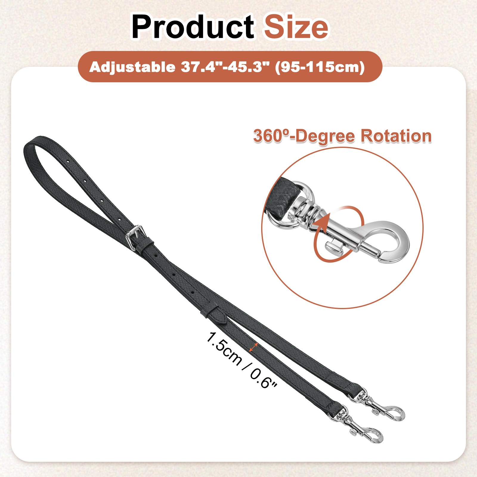 95-115cm graphite grey bag strap, silver buckle