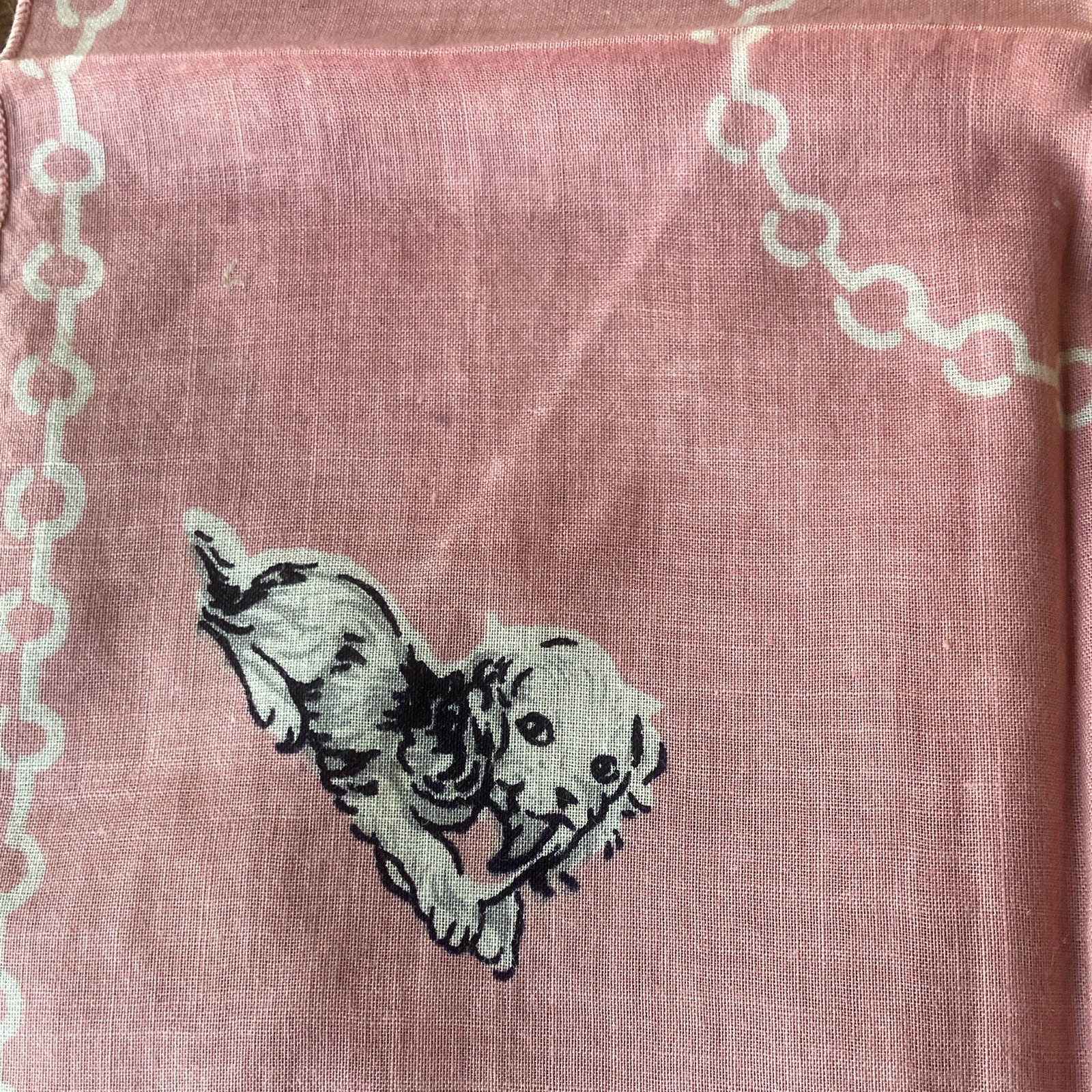 40s/50s Vintage Novelty Dog Print Handkerchief Pink Kids Unisex. Collectible