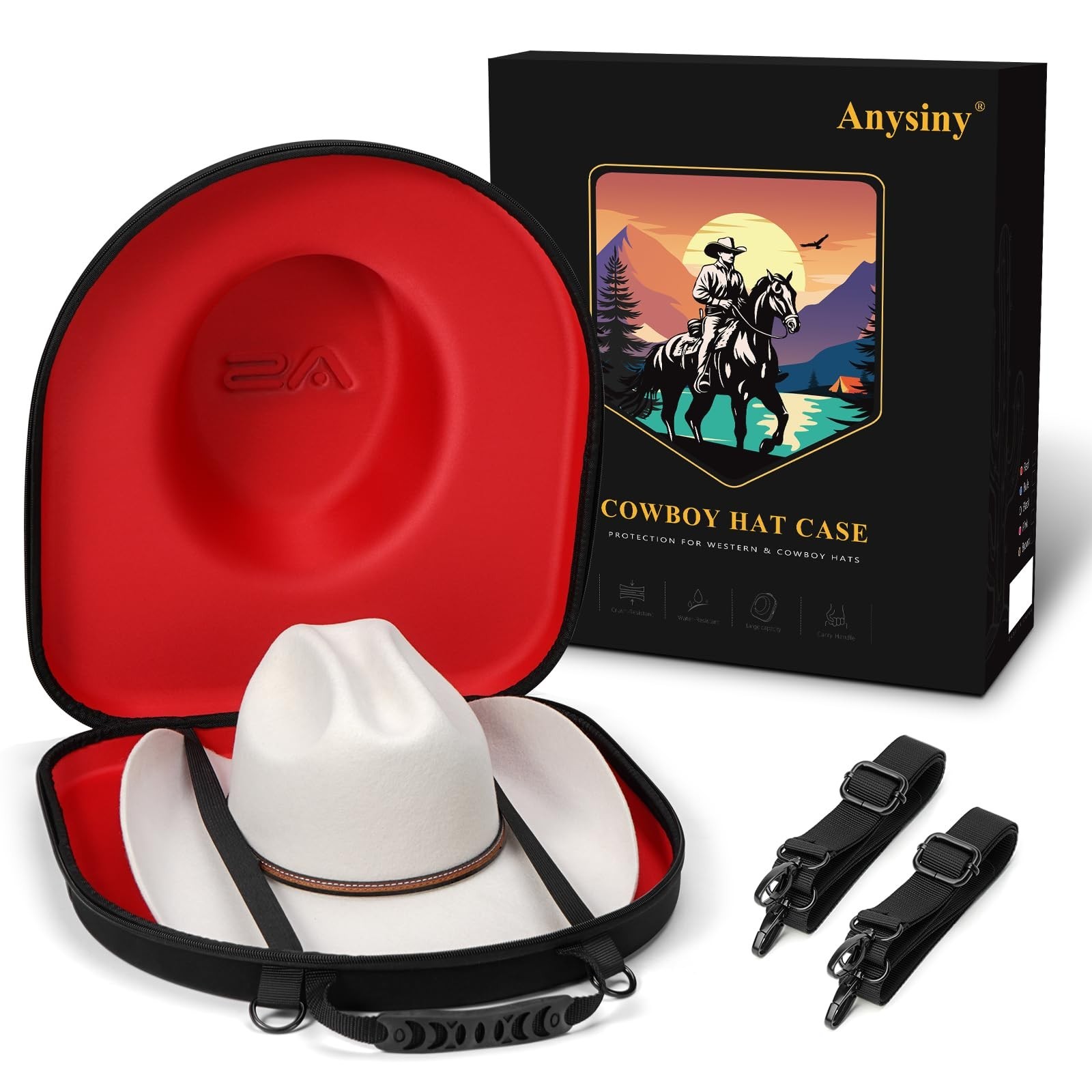 Anysiny Cowboy Hat Box for Travel-Crush Proof Hat Travel Case for Cowboy Hats…