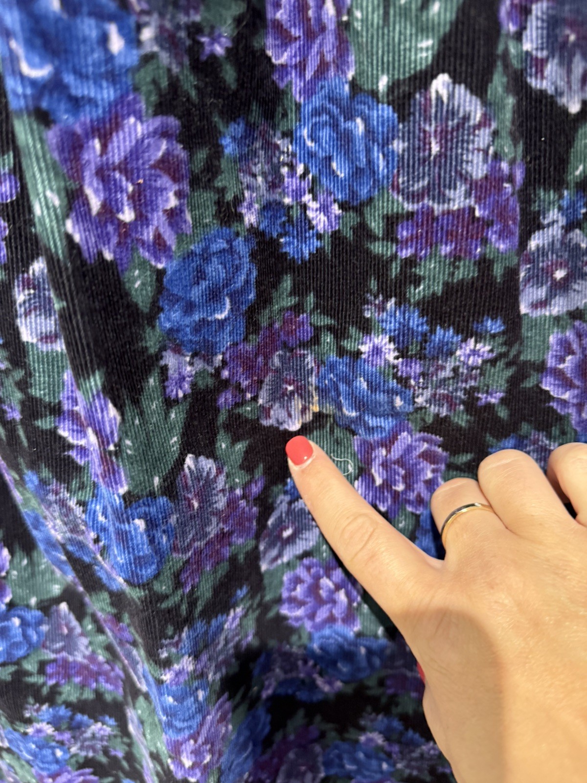 Vintage 1980s Laura Ashley Floral Corduroy Dress | Velvet Collar | Made in GB