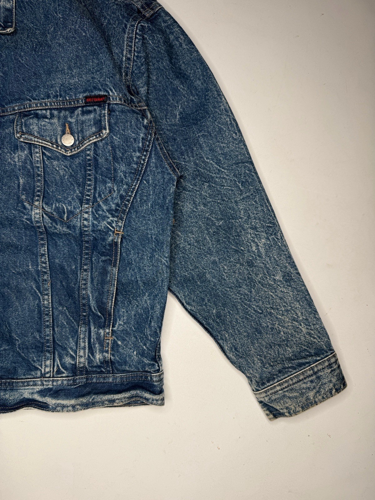 Vintage Brittania Acid Wash Denim Trucker Jacket 80’s Rocker Metal | M