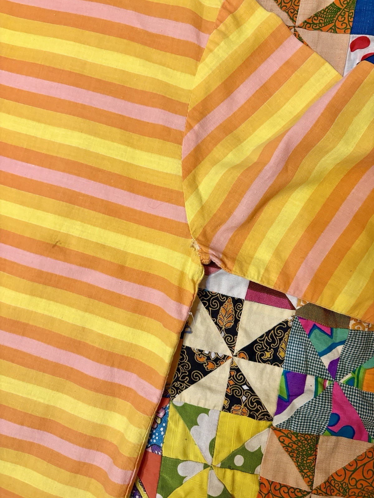 Vintage 60s Mod Striped Pink Yellow Orange Cotton Shirt