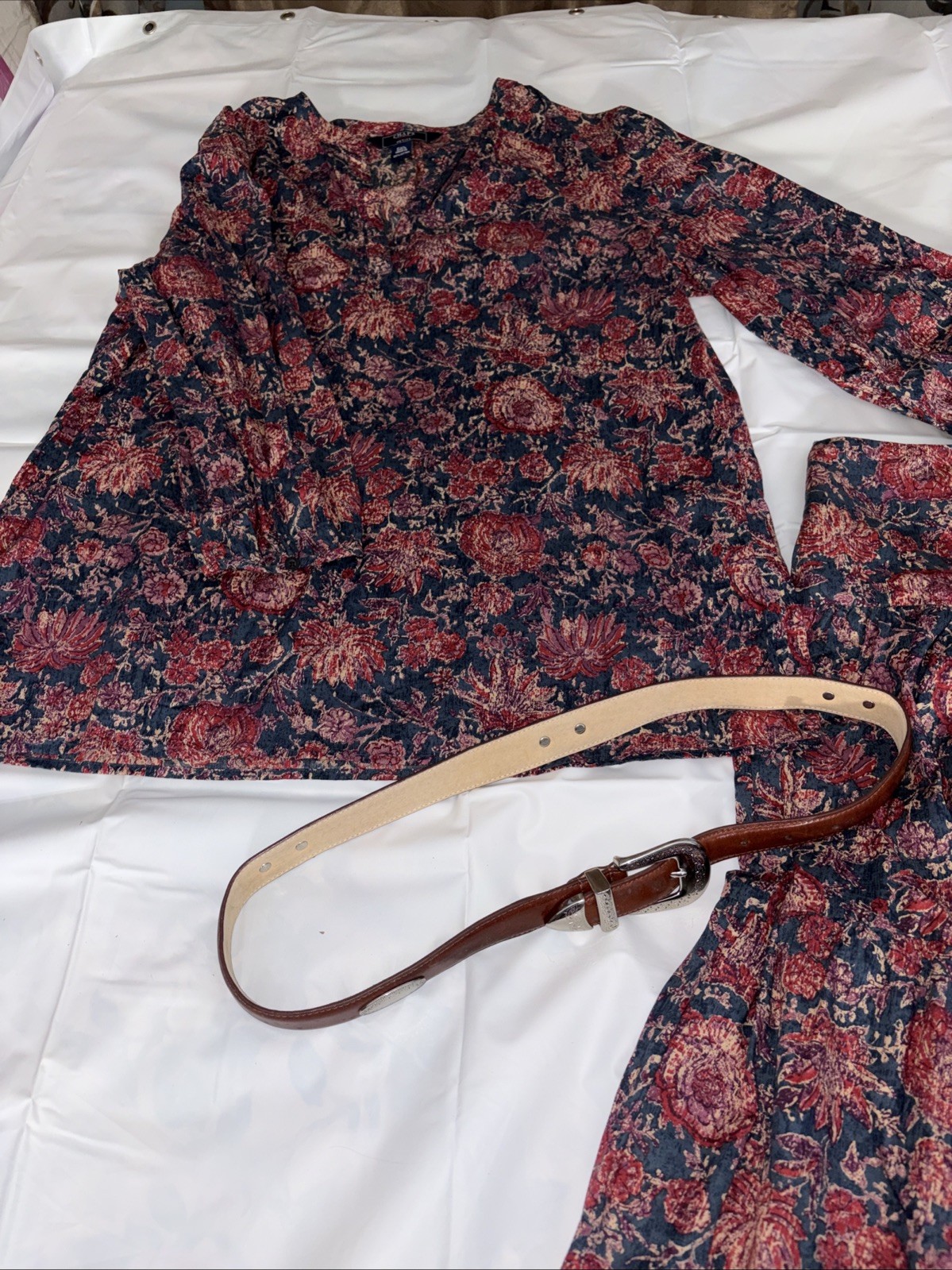 Vintage Ralph Lauren 100% Cotton Floral Country Western Shirt Sz XL Skirt Sz 8