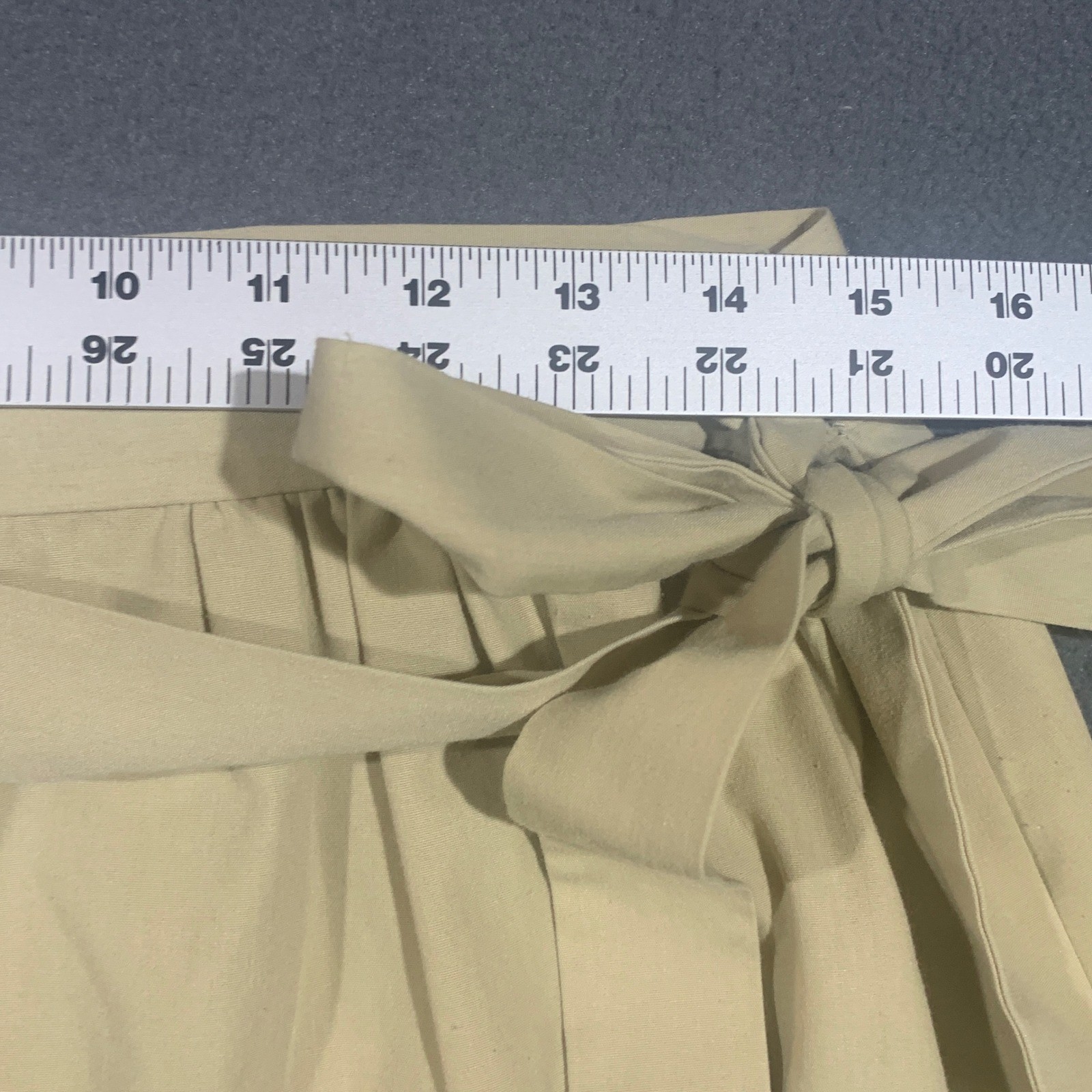 Vintage 60s Beige Cotton Wrap Midi Skirt A-Line Tie Waist Academia Tan M / L
