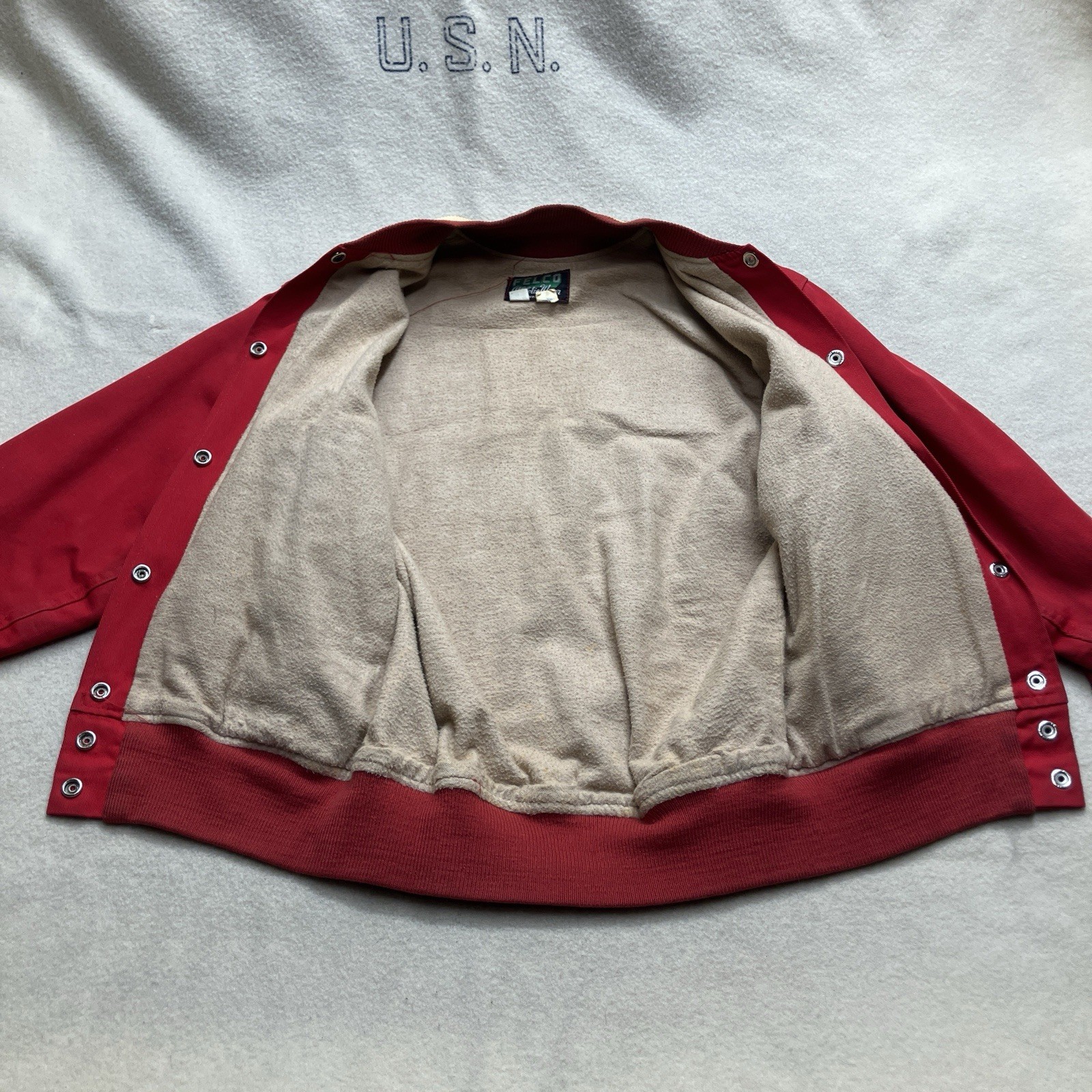 Vintage 50’s 60’s Felco Baxter Lions Red Cotton Snap Jacket Size 34 S Varsity