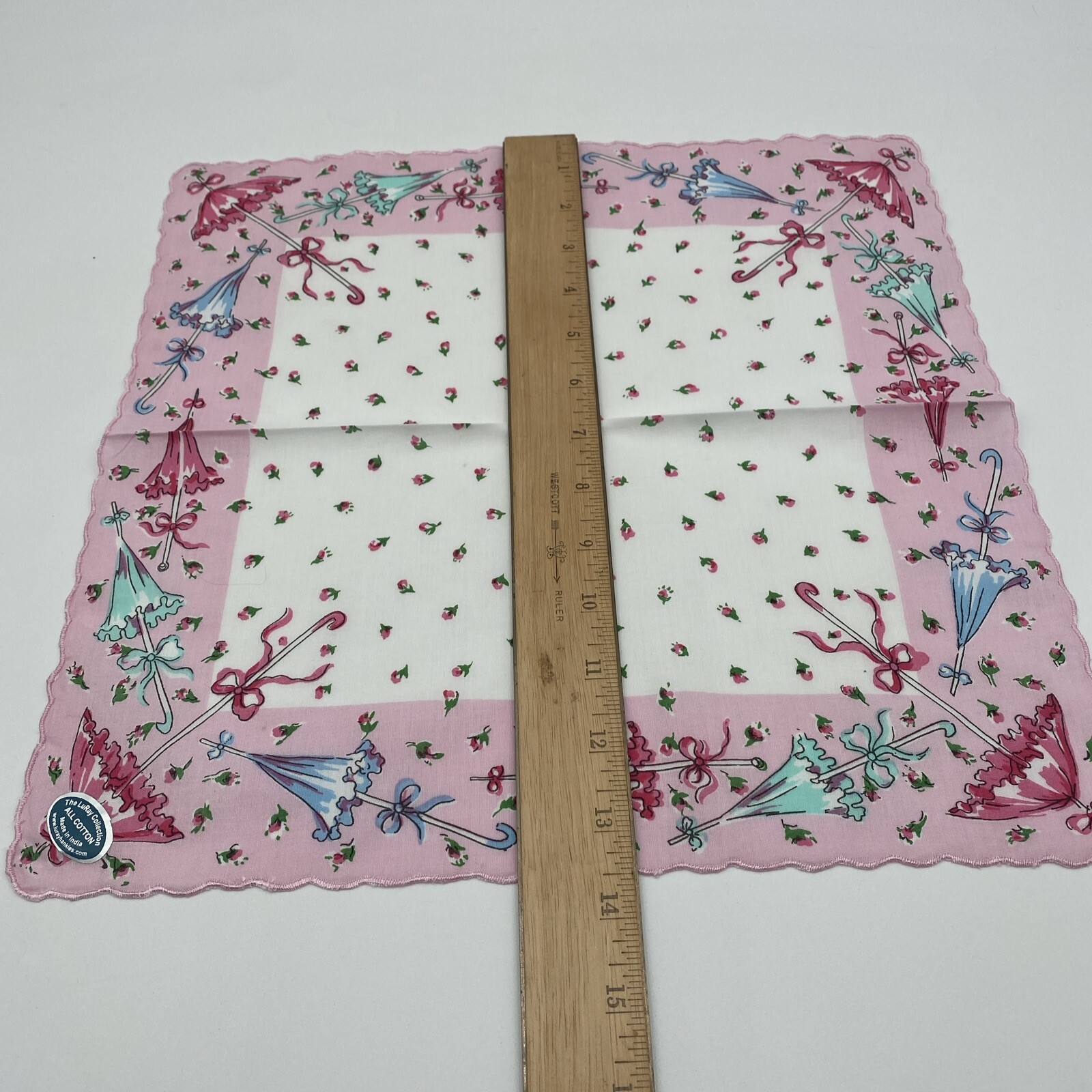 Vintage Parasol Umbrella LuRay Collection Handkerchief Hankie