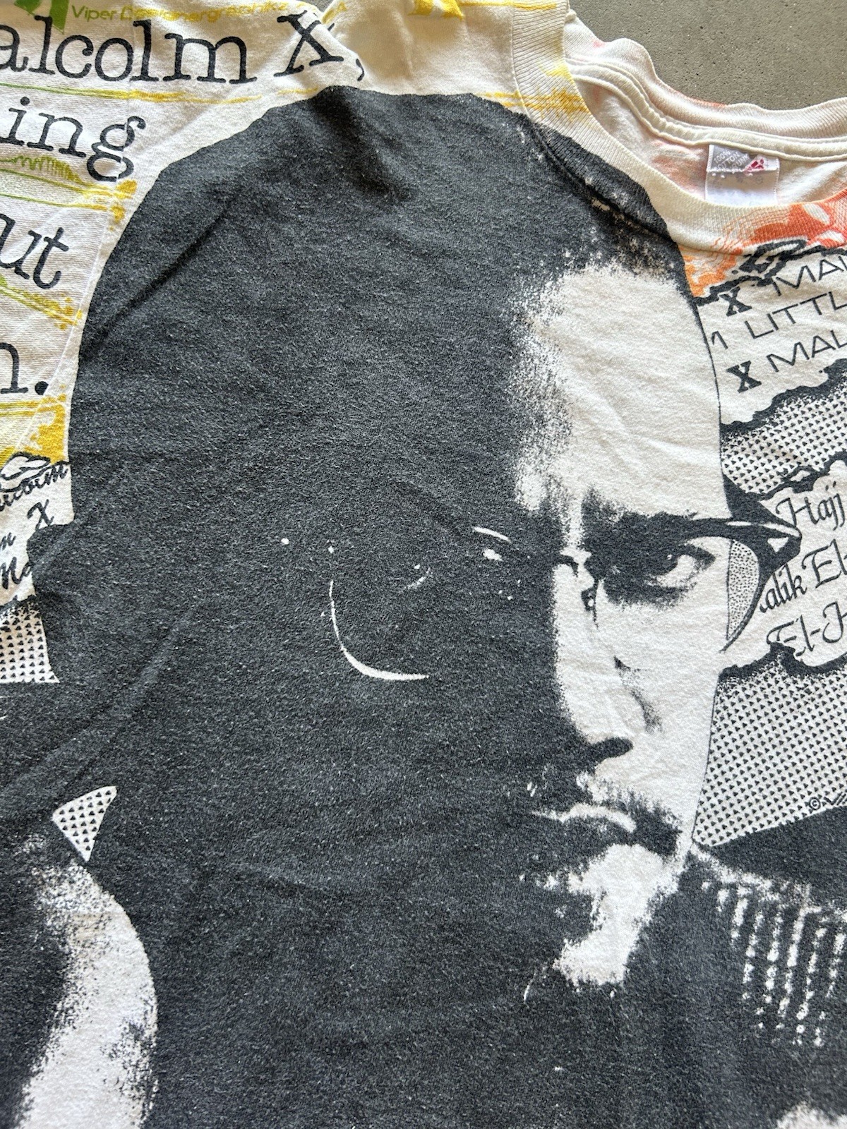 Vintage Malcolm X All Over Print T Shirt USA Rap Tee Hip Hop 90s XL