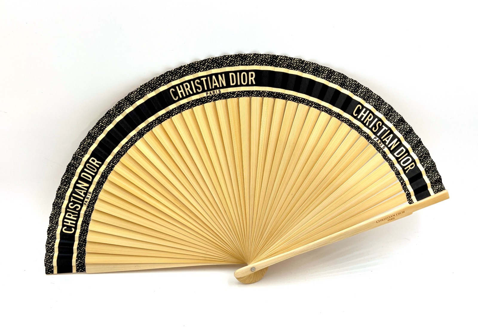 New! Christian Dior DIORIVIERA Folding Bamboo Fan ~ Navy