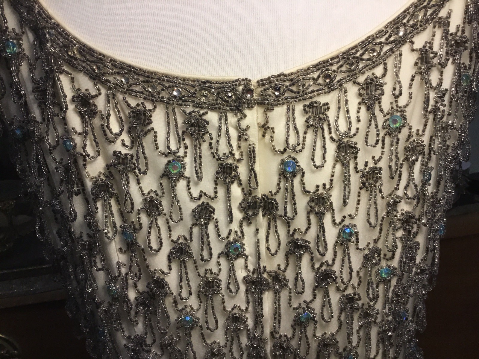 1960’s Vintage British Crown Colony Beaded Rhinestone Hong Kong Dress Small READ