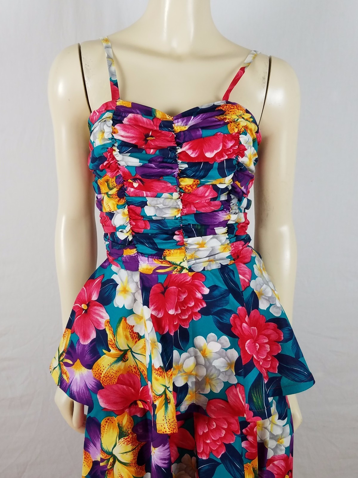 BRENNER Vintage Peplum Floral Bright Colored Multi-colored dress size 7/8