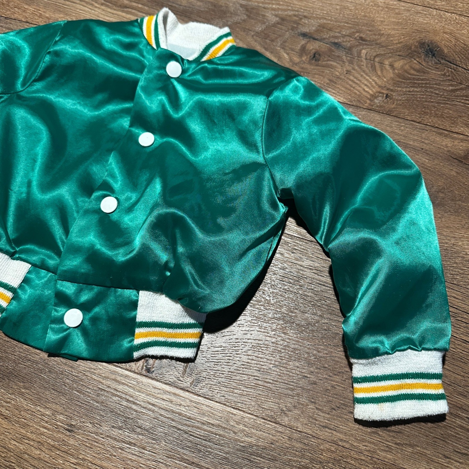 Vintage General Product Green Satin Varsity Bomber Jacket Kids Size 4