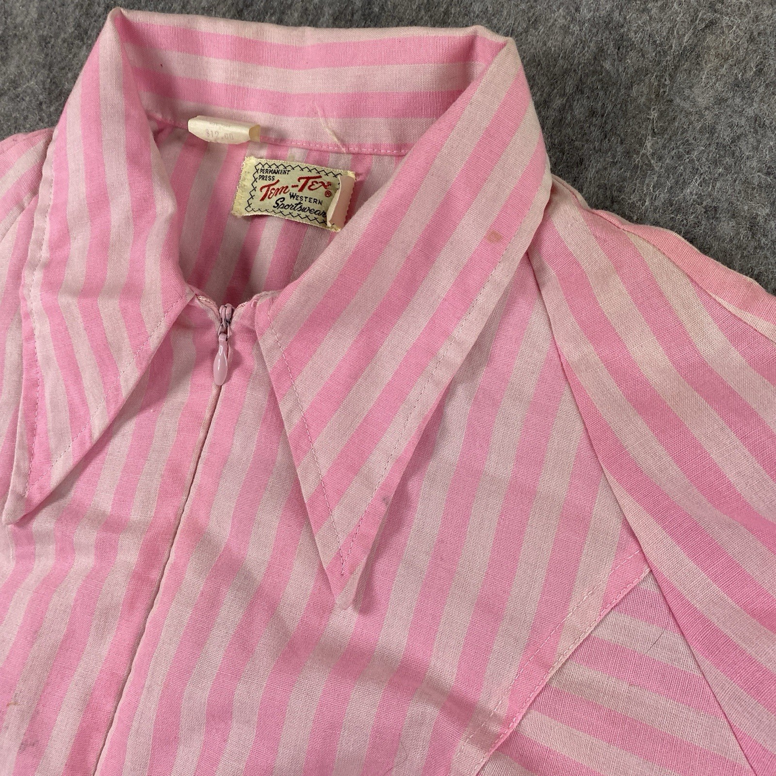 True Vintage Tem Tex Over Shirt Women’s 20×27 Rockabilly Pink Striped 1950s USA