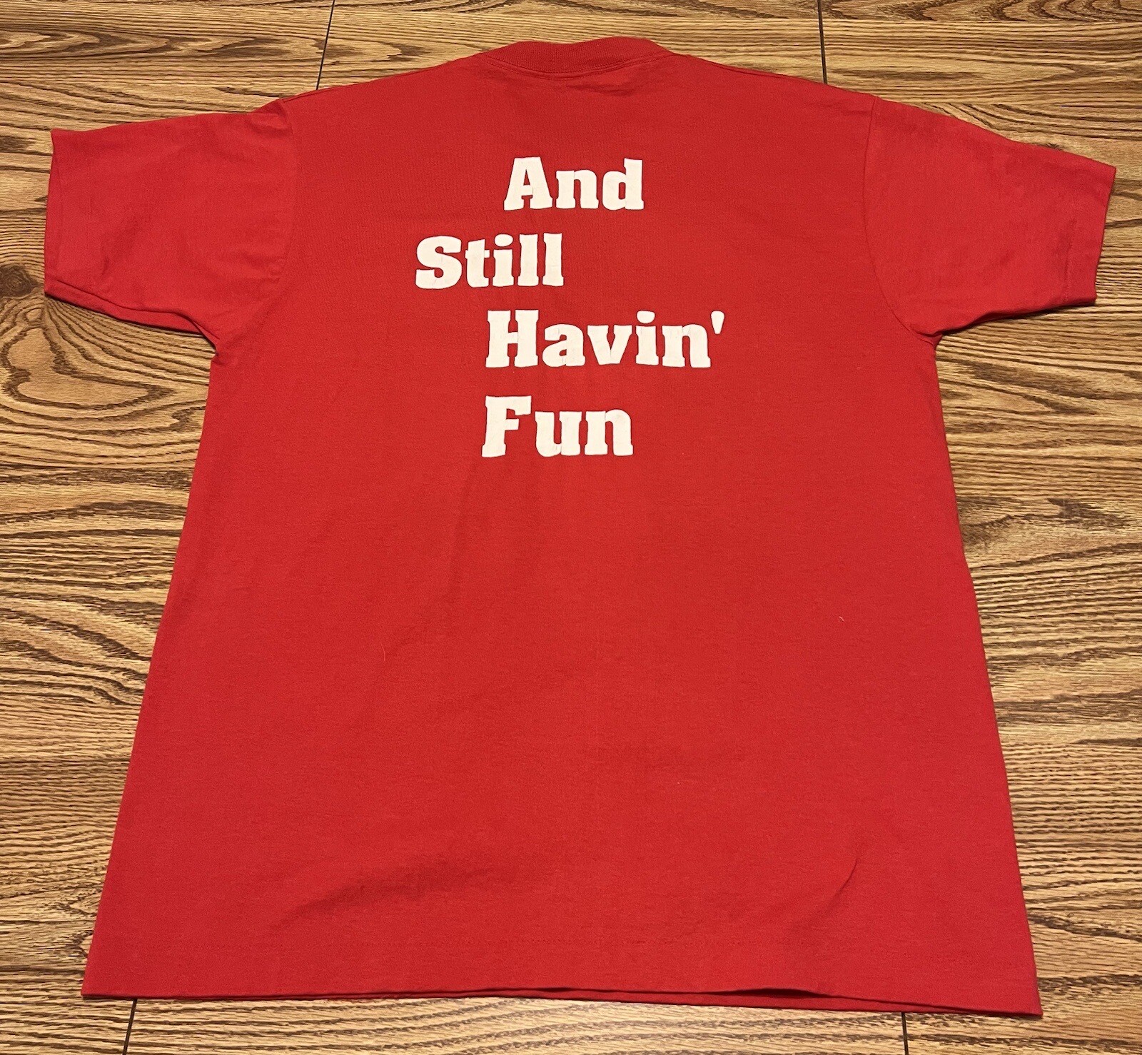 Screen Stars VTG T-Shirt Red “51 Still Havin Fun” Single Stitch Mens XL