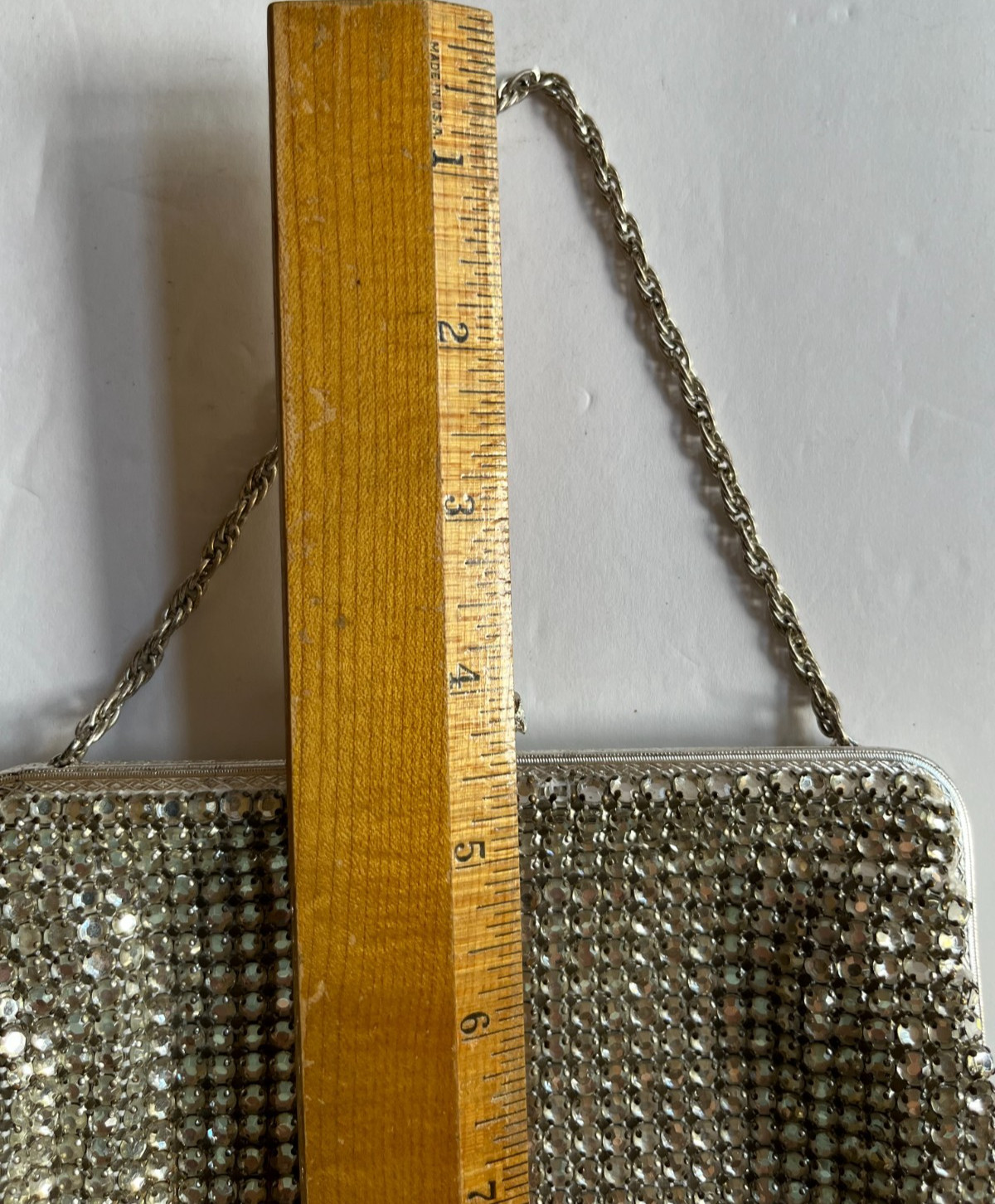 Bon Marche West Germany Rhinestone Crystal Silver Clutch Purse Evening Bag Vtg
