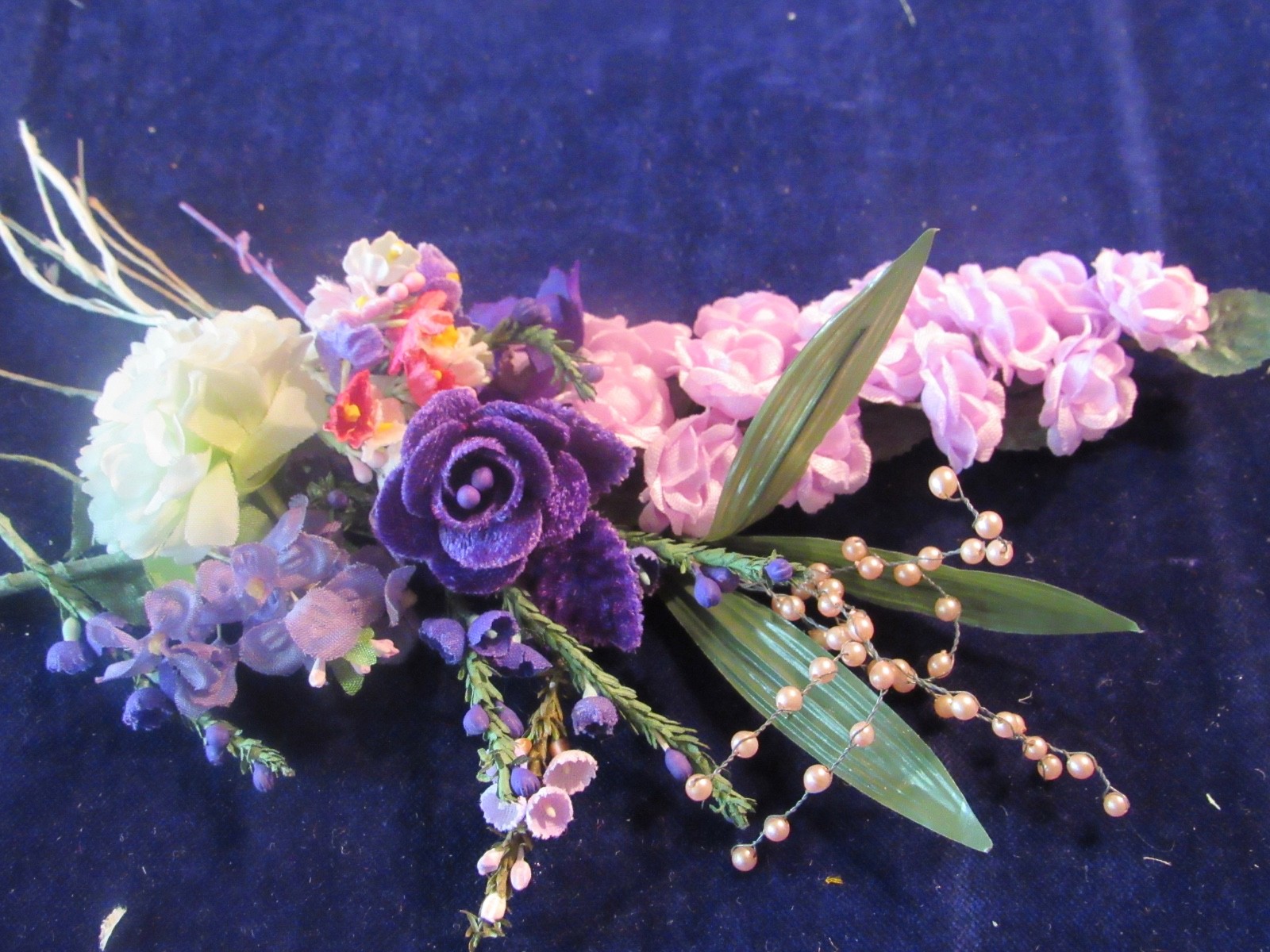 Vintage Millinery Flower Collection Lot Pink Purple Lilac w/Velvet H5632