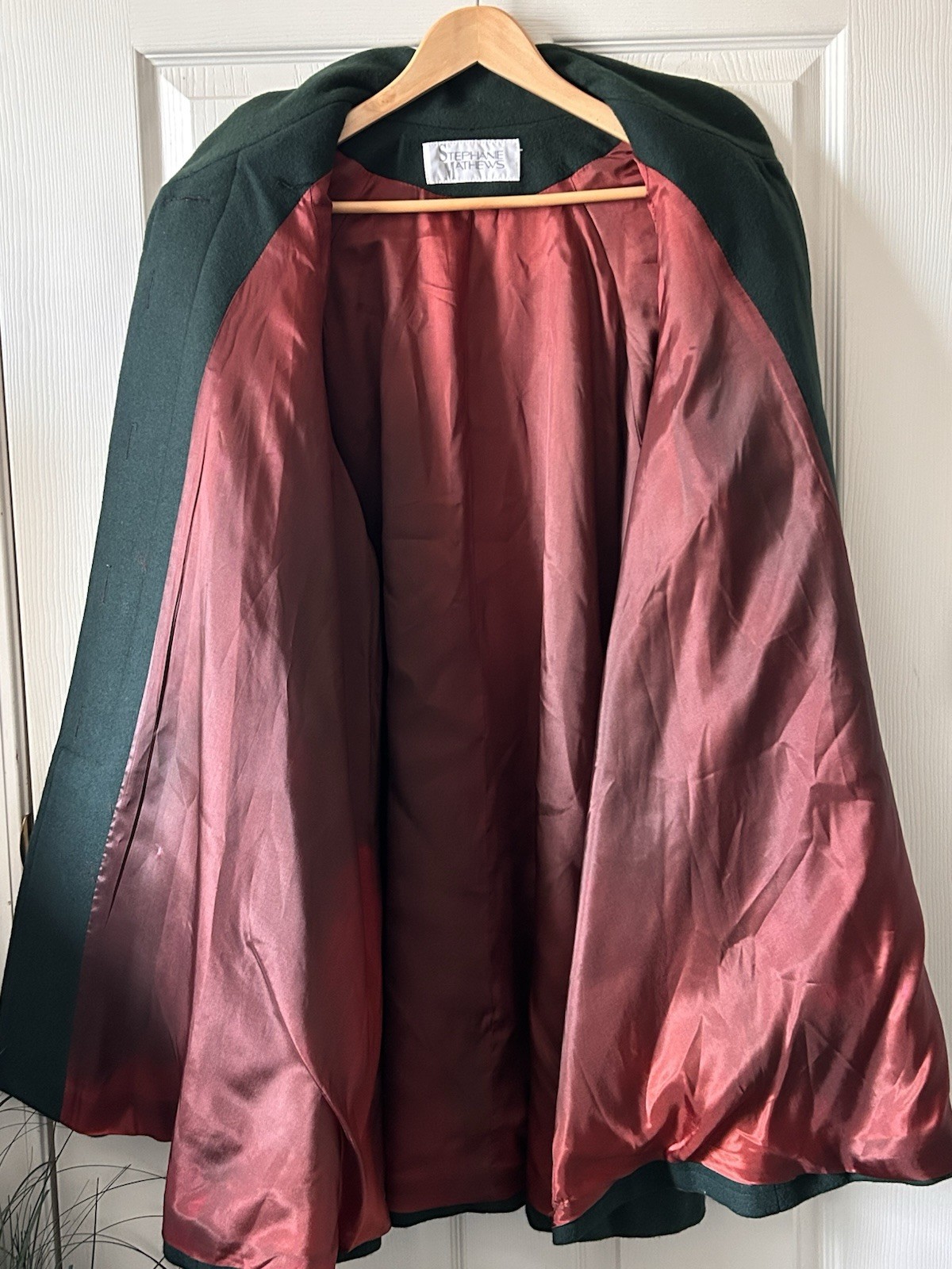 Stephanie Matthews Vintage Emerald Green Cape Coat 100% Wool Made in USA Sz XXL