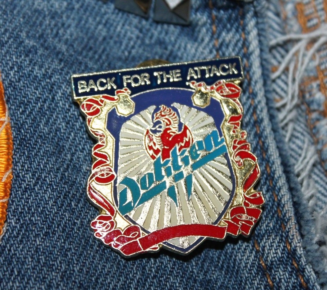 lot of 10 vtg 80s 1988 licensed DOKKEN enamel pin for shirt jacket GLAM METAL