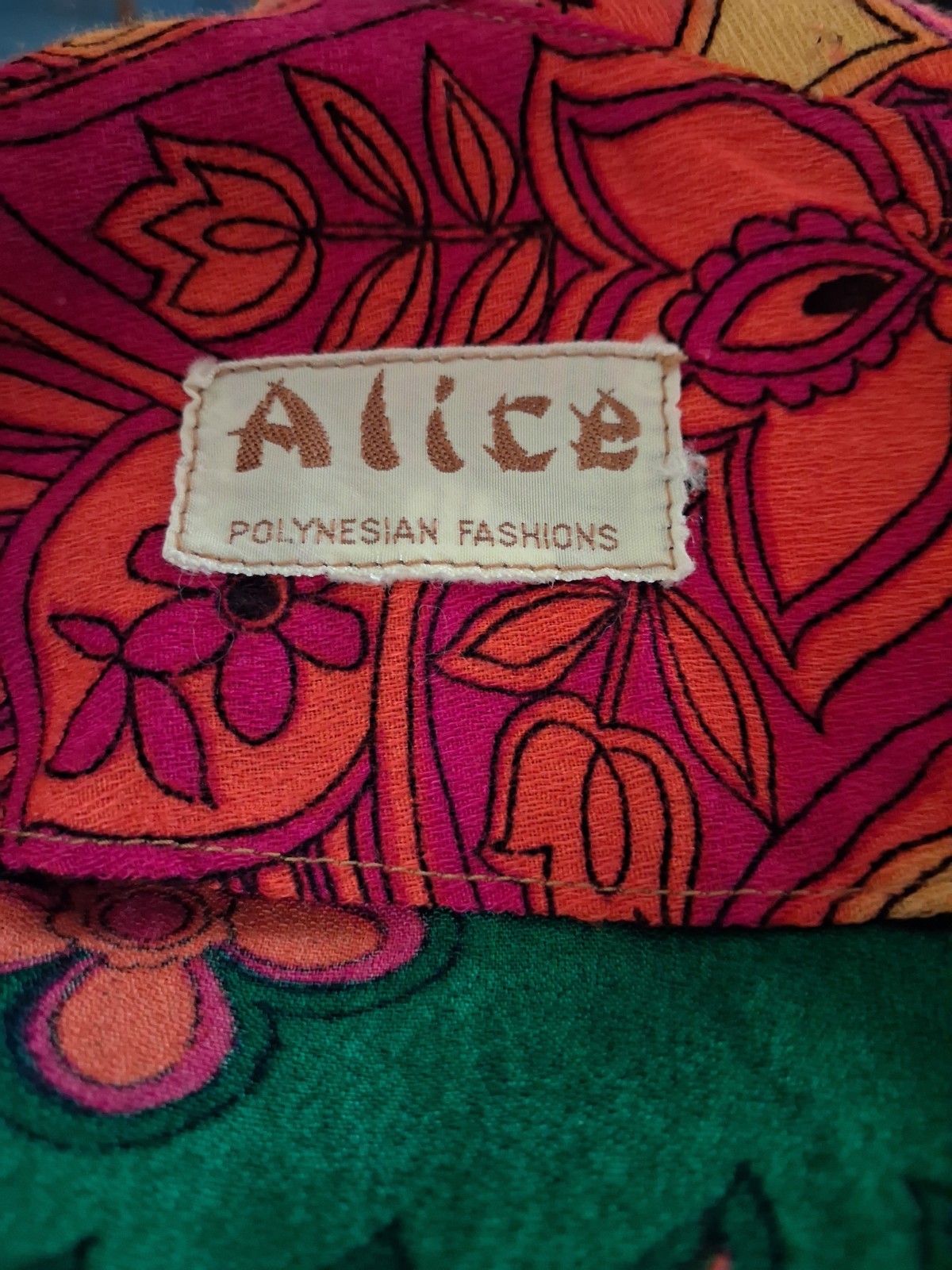 Vintage ALICE POLYNESIAN Hostess Dress Psychedelic Mod Max Aloha Pool Beach 70s