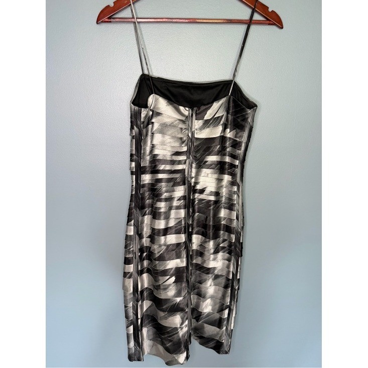 Vintage Y2K Cache Silver and Black Satin Dress Cocktail Evening | Size 6