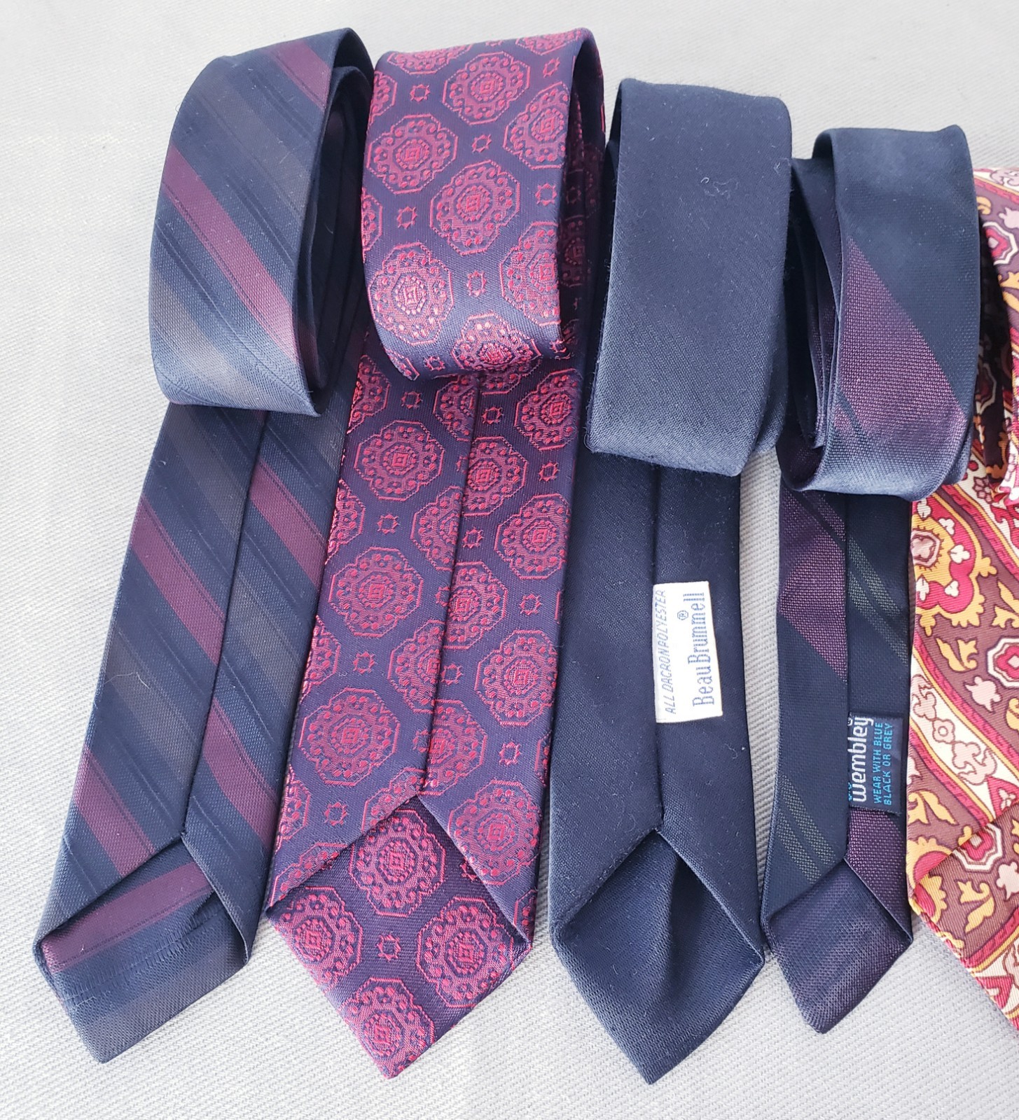 Vintage Skinny Neck Tie Lot Of 8 Mens Mid Century