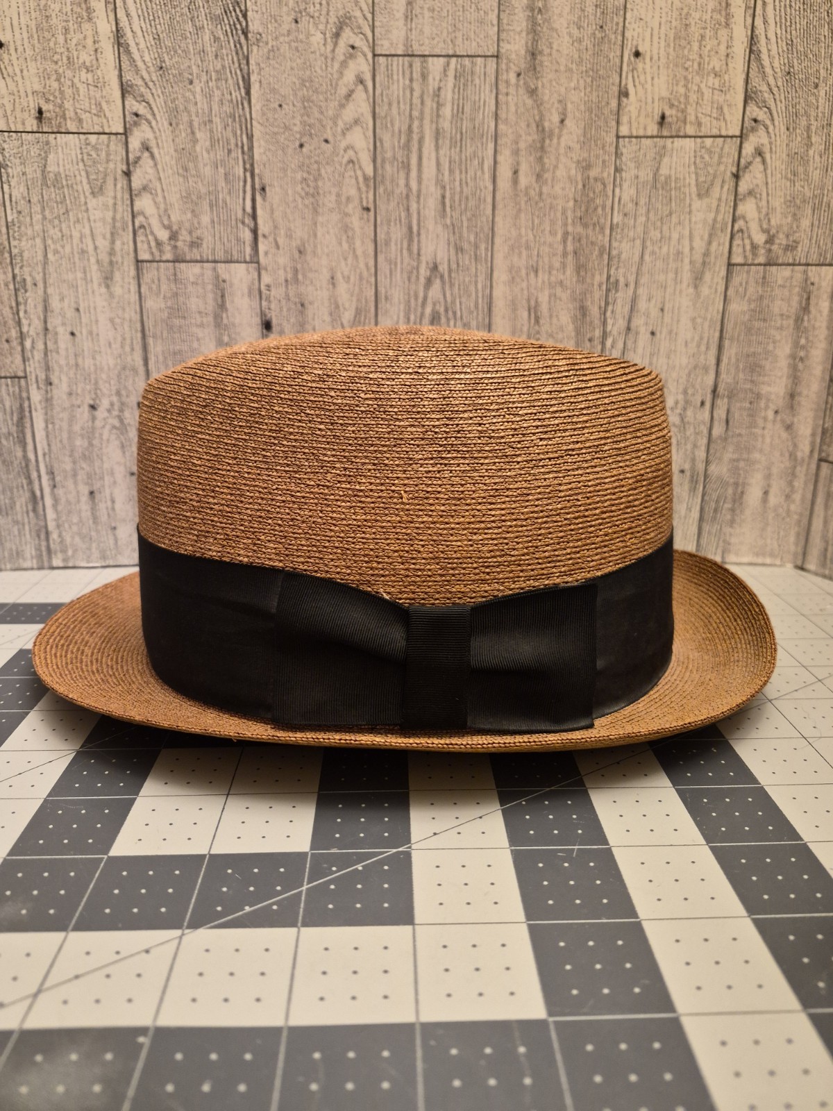 Vintage Knox New York Straw Fedora Hat 7 1/8 size