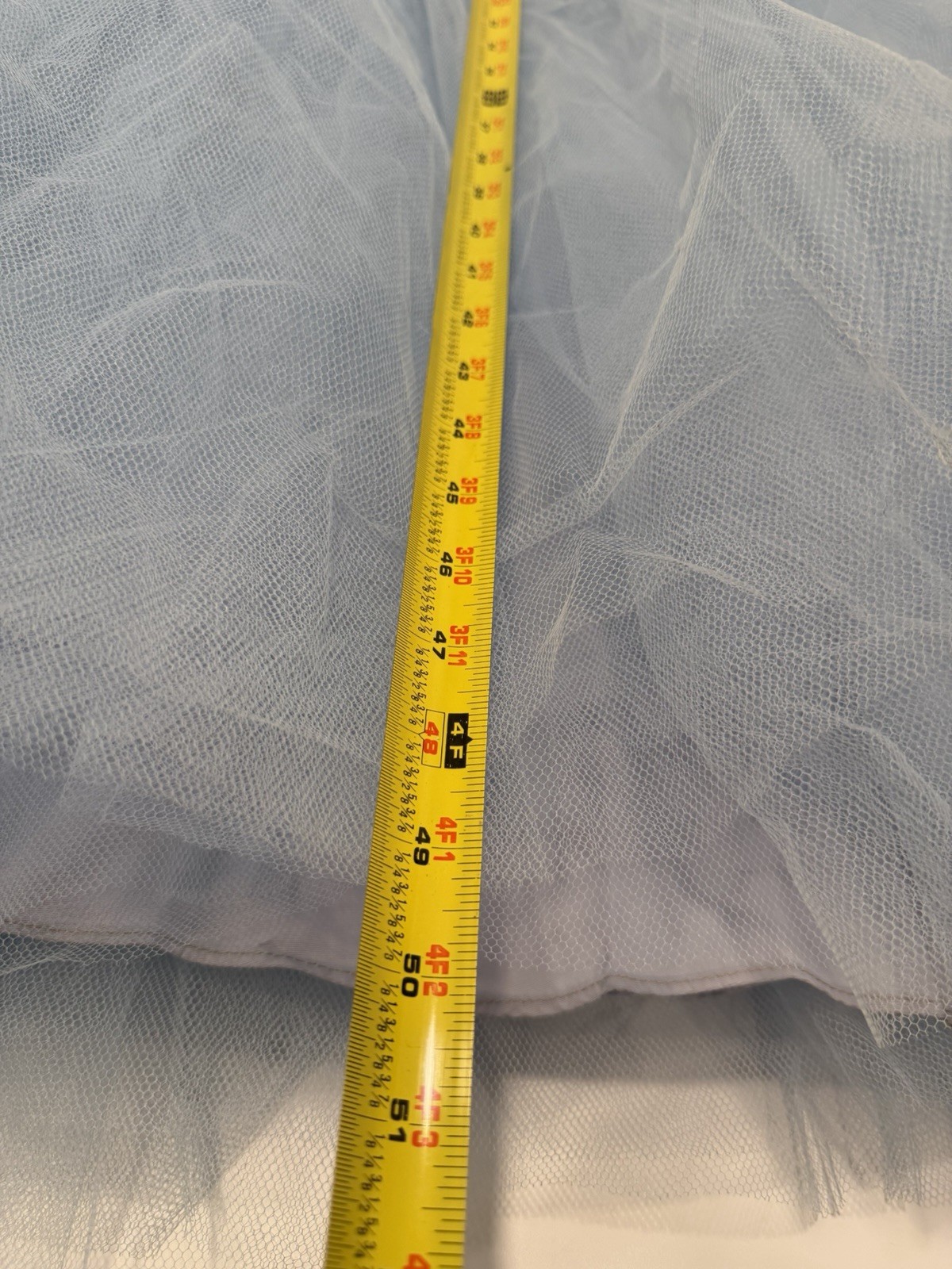 Vintage 50s Dress Gown Cupcake Formal Ruffle Tiered Tulle Prom Princess Blue
