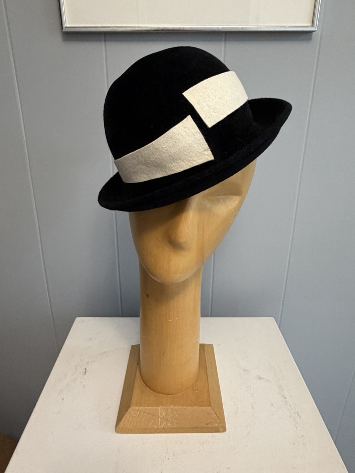 Frank Olive Vintage Art Deco Style Hat Black And White With Original Box