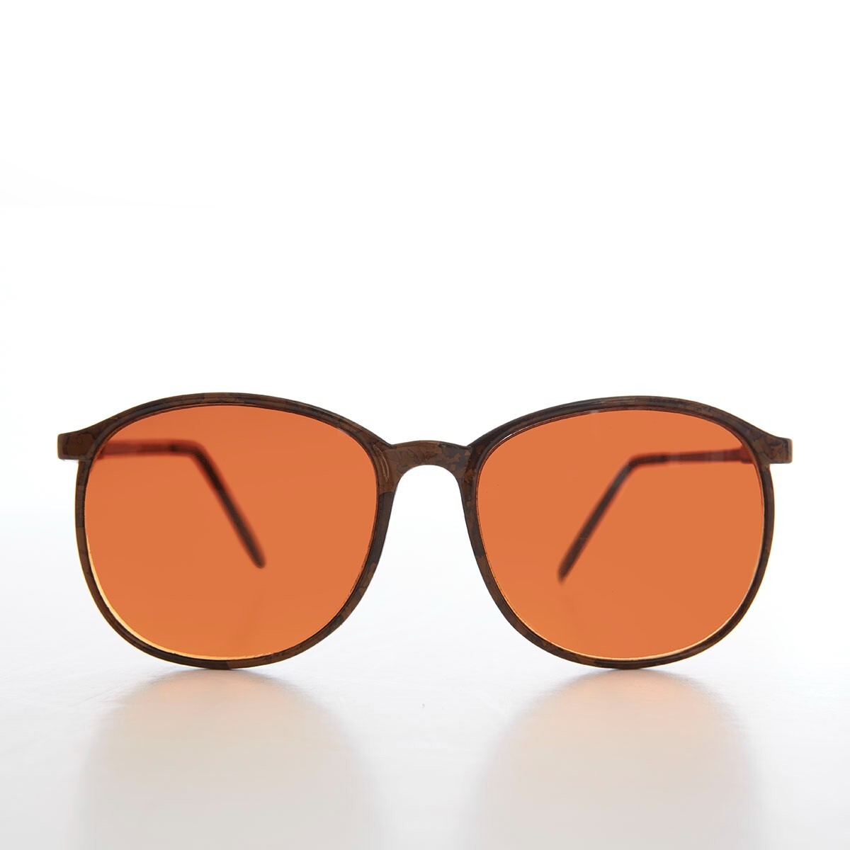 Round Preppy Sunglasses with Amber Lens Brown Flec – Jordy